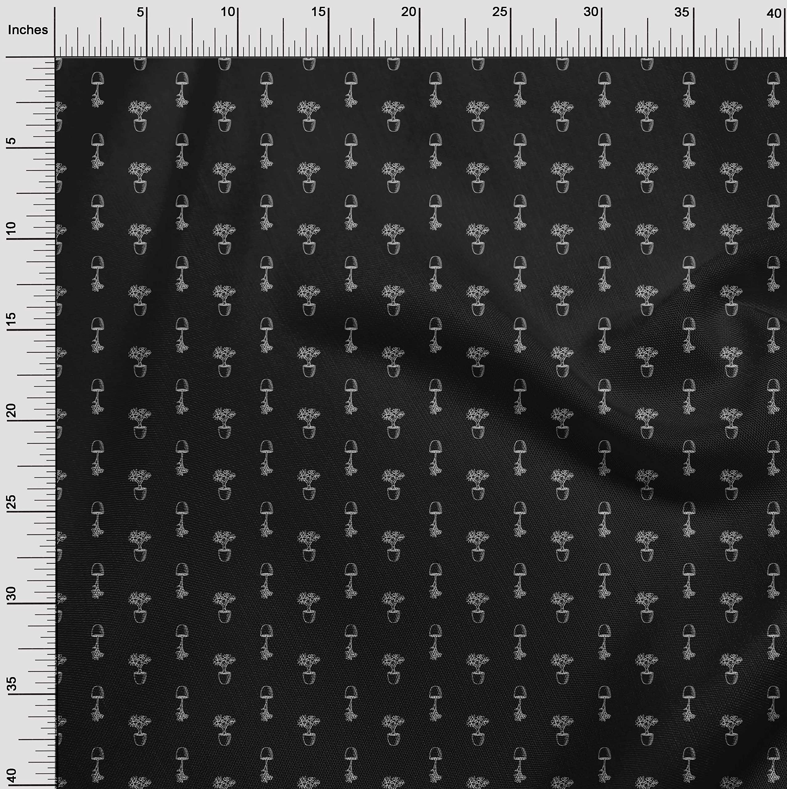 oneOone Silk Tabby Black Fabric - 42 Inch Wide Printed Fabric for House Plants, Craft Projects & Home Decor | Perfect for DIY Sewing, Upholstery & Decorative Accents