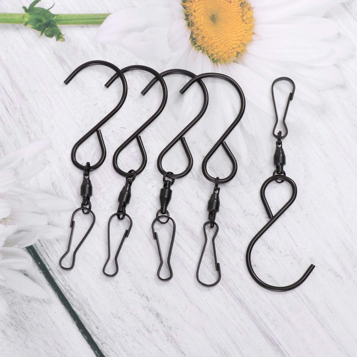 360° Swivel Display Hooks - 6 Pack Rotating Hooks for Wind Chimes, Flower Baskets & Home Decor - Durable Wall Hangers for Indoor/Outdoor Use