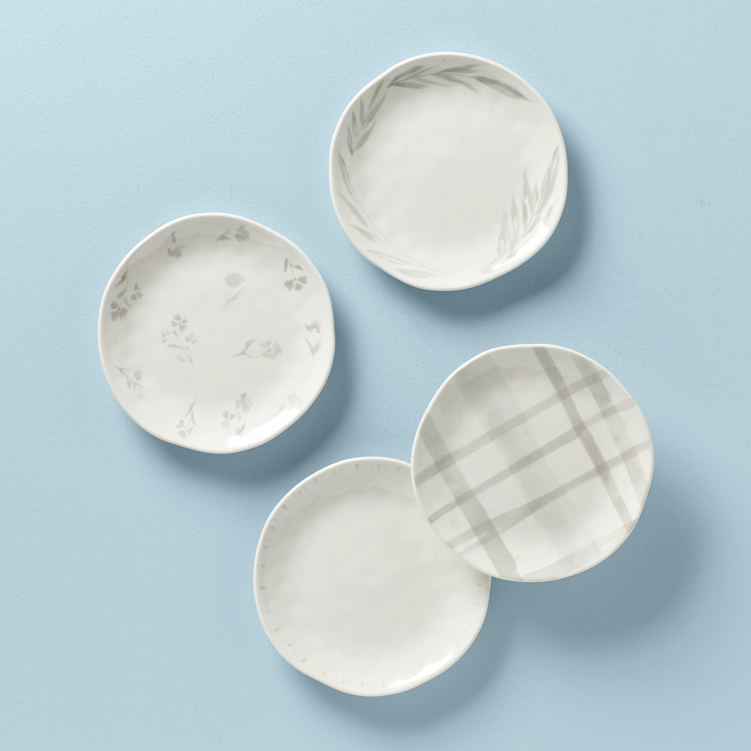 Premium Oyster Bay Assorted Tidbit Plates Set of 4 - Elegant Appetizer Serving Dishes for Parties, Entertaining & Special Occasions