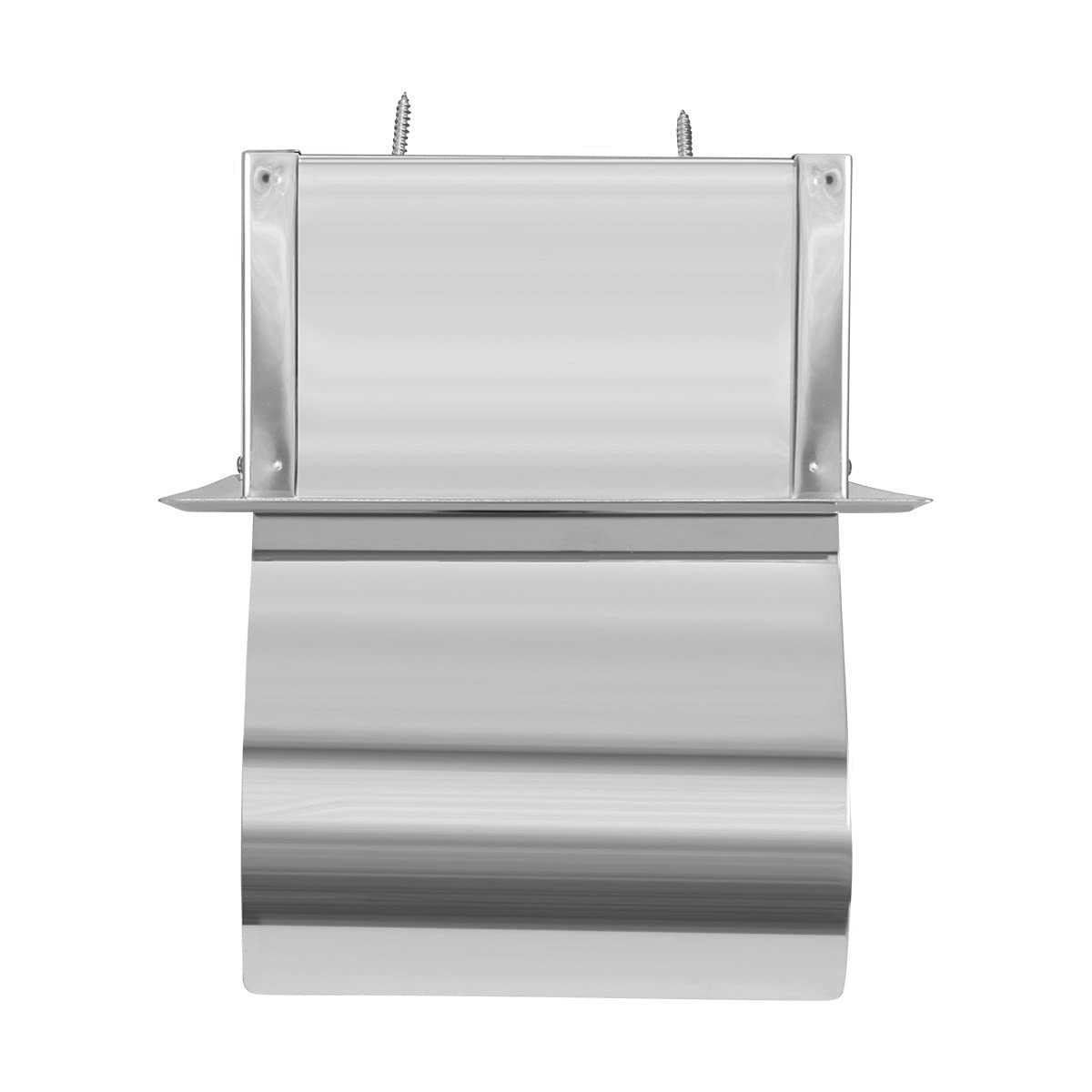 Stainless Steel Recessed Toilet Paper Holder with Lid - Wall Mount Bathroom Tissue Dispenser - Modern Silver Bathroom Decor for Home & Office Use - Pack of 1