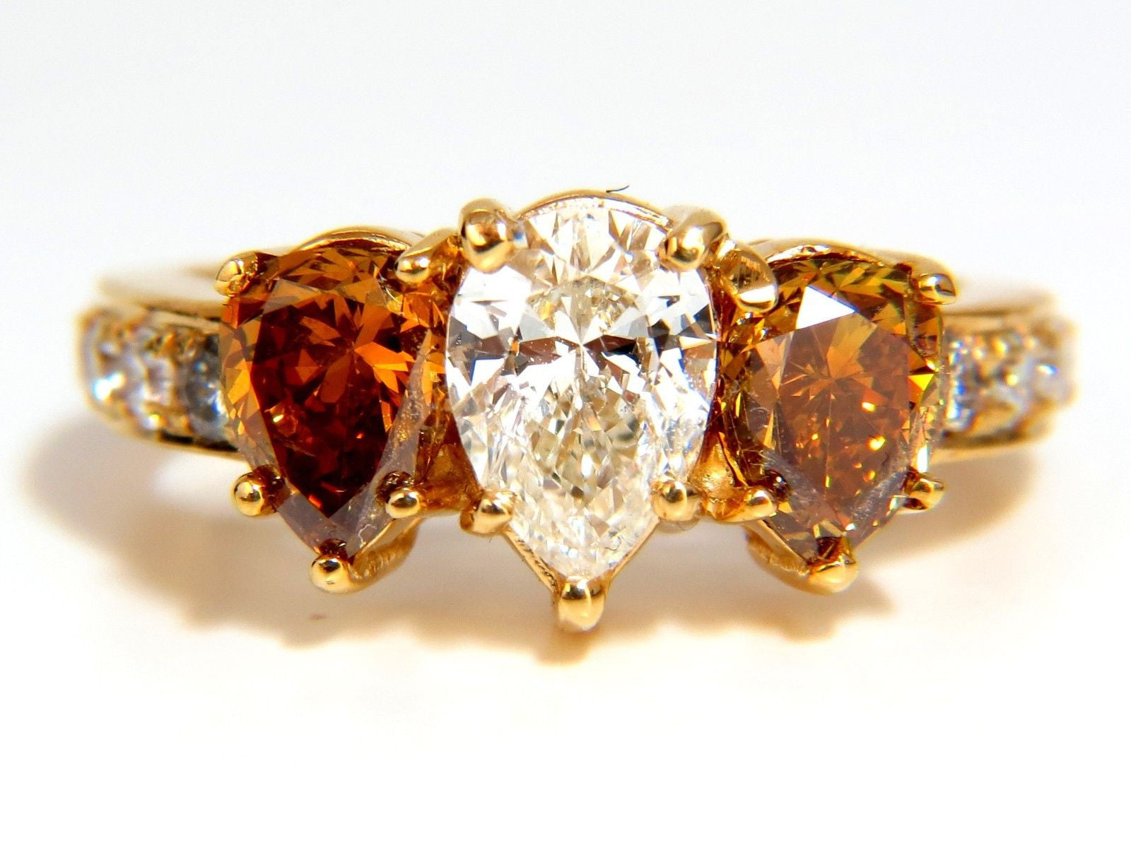 2.90CT Natural Fancy Vivid Yellow Brownish Pear-Shaped Diamond Ring in 18K Gold – Perfect for Engagement, Anniversary & Special Occasions