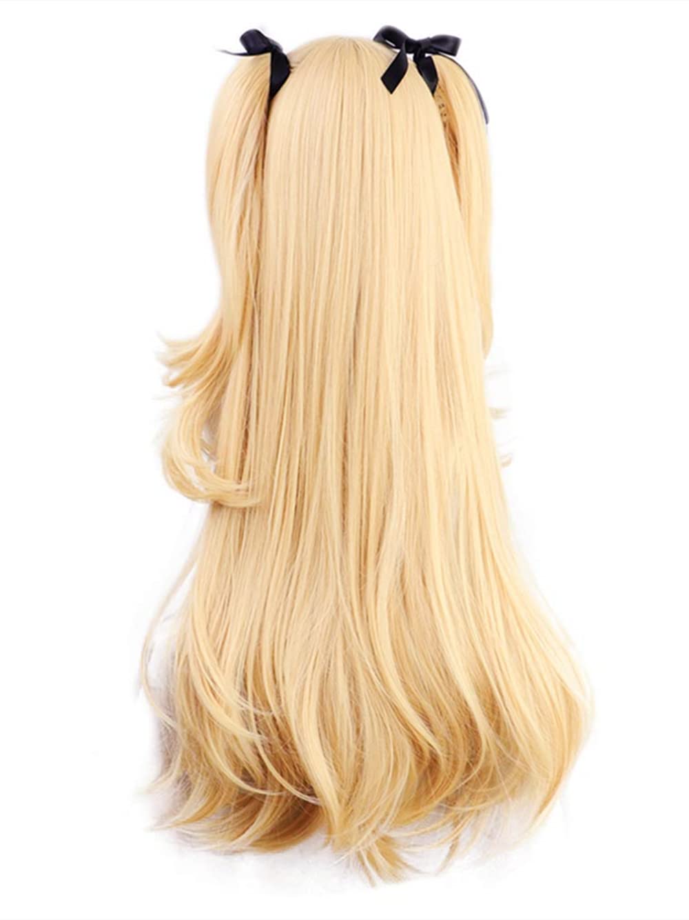 Golden Yellow Straight Synthetic Ponytail Wig with Ribbon - Fischl Cosplay Wig for Halloween, Anime Conventions & Costume Parties | Perfect for Cosplay, Roleplay & Themed Events