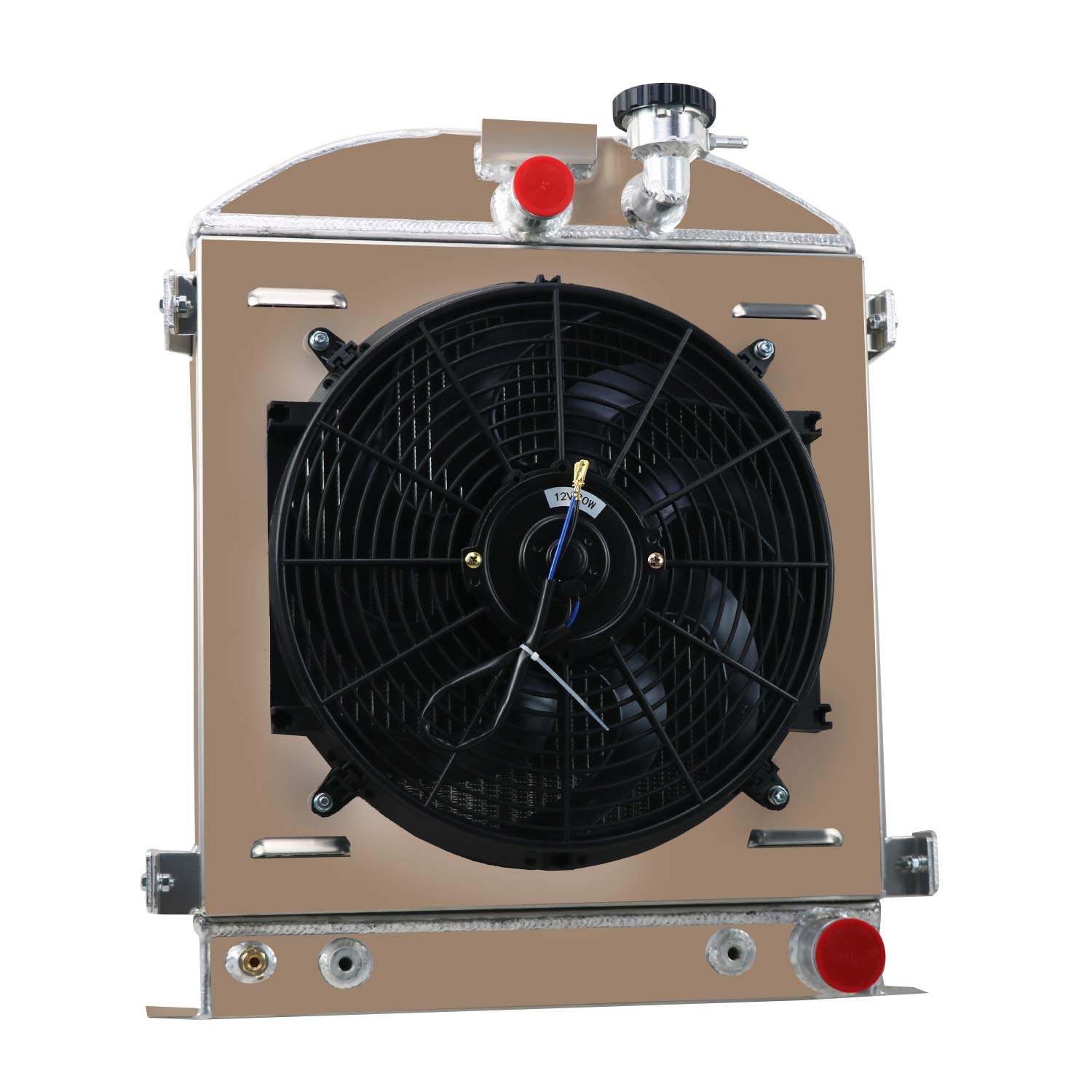 AlloyWorks 3-Row Aluminum Radiator with Fan Shroud for 1935-1940 Chevy & Ford Engines - High-Performance Cooling Upgrade for Classic Cars, Hot Rods, and Custom Builds