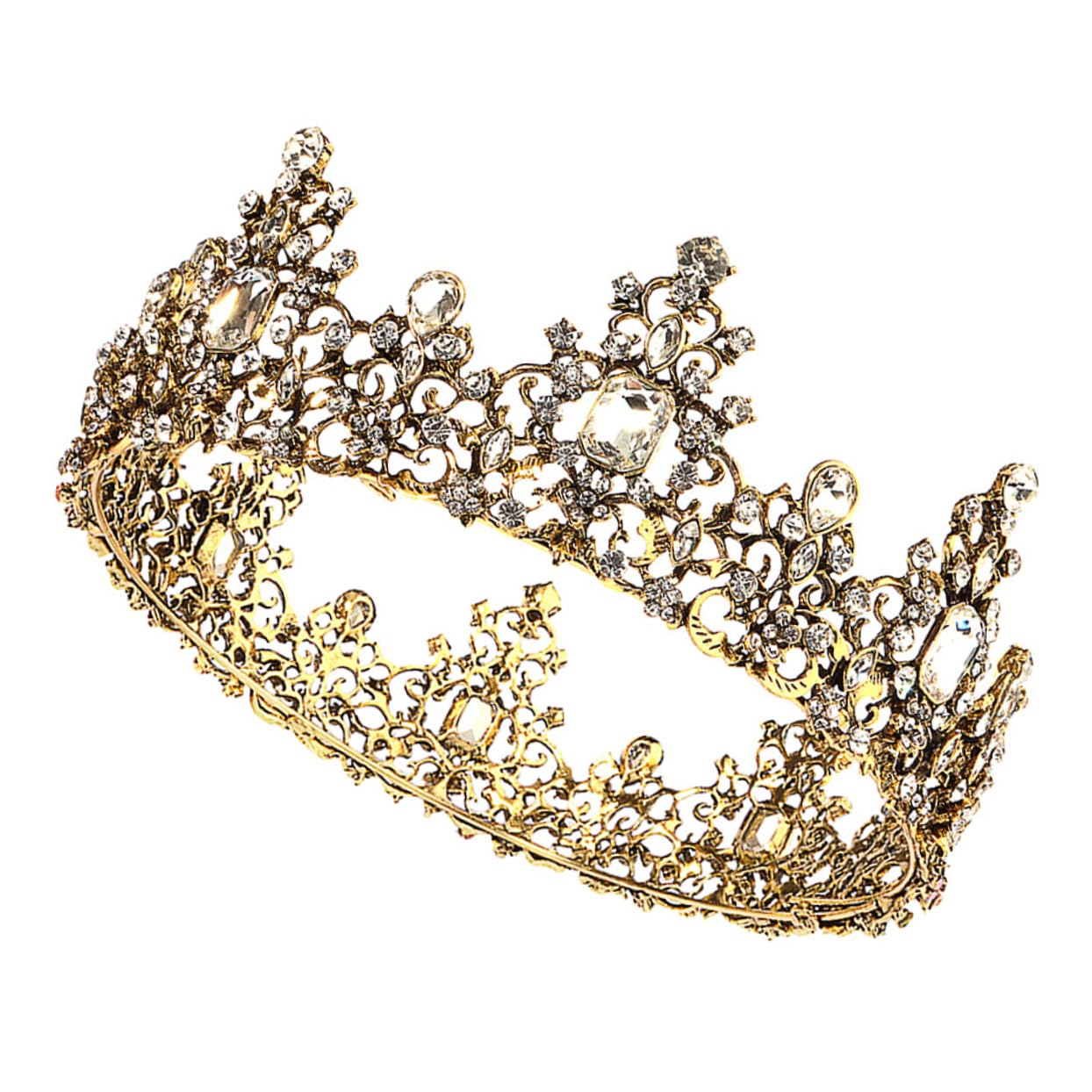 POPETPOP Baroque Crown Bridal Tiara - Vintage Alloy Wedding Headpiece for Bride, European American Style Hair Accessory | Perfect for Vintage Weddings, Bridal Showers & Photo Shoots