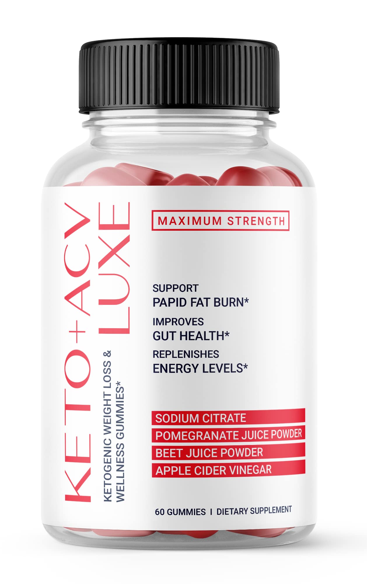 Keto Luxe ACV Gummies for Weight Management - Apple Cider Vinegar Keto Supplement with BHB (60 Count) | Supports Ketosis & Energy, Perfect for Low-Carb Diet & Healthy Lifestyle