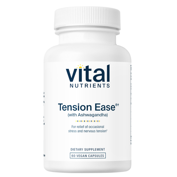 Vital Nutrients Tension Ease with Ashwagandha - Stress Relief Supplement for Anxiety & Relaxation - Perfect for Work Stress & Daily Wellness Support
