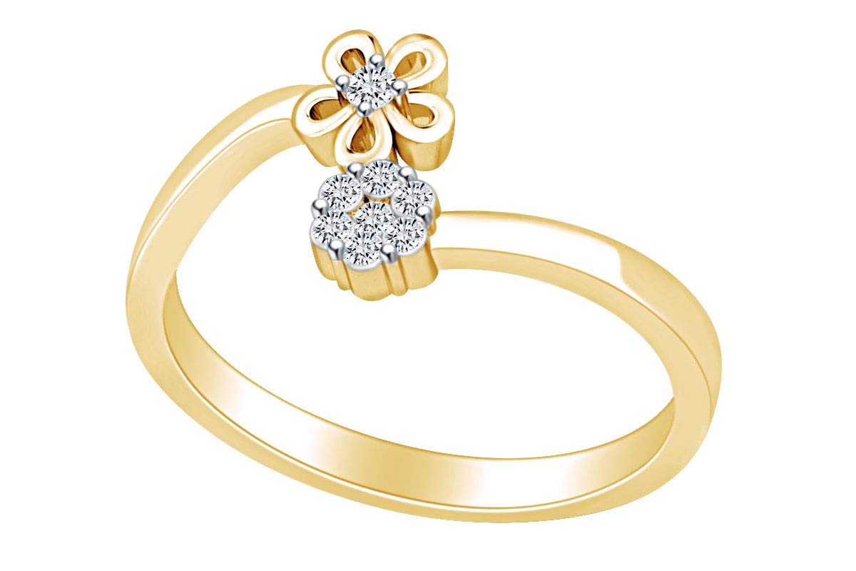14K Gold Over Sterling Silver Round White Natural Diamond Flower Cluster Ring for Women - Perfect for Weddings, Anniversaries & Special Occasions