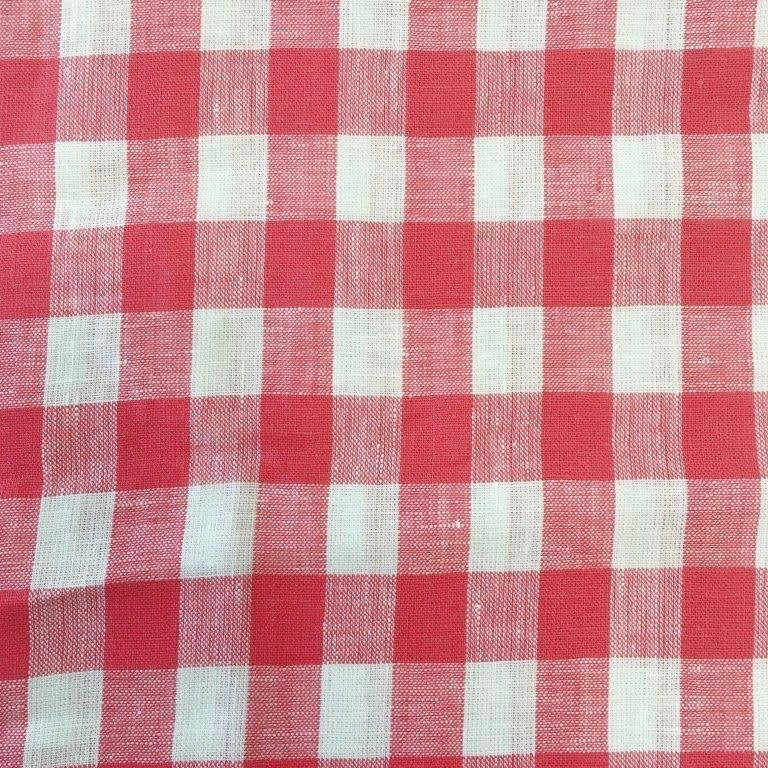 Premium Red Checkered Linen Fabric - Soft & Durable for Clothing, Home Decor & DIY Projects | Perfect for Dresses, Curtains & Table Runners
