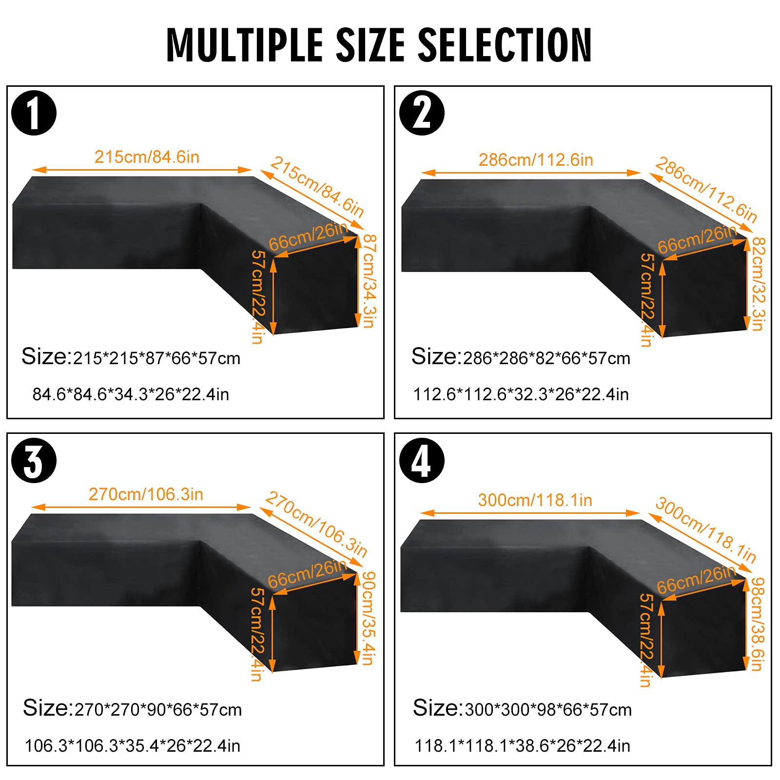 Waterproof V-Shaped Patio Furniture Cover for Sectional Sofa - Outdoor Windproof Protector (112.6