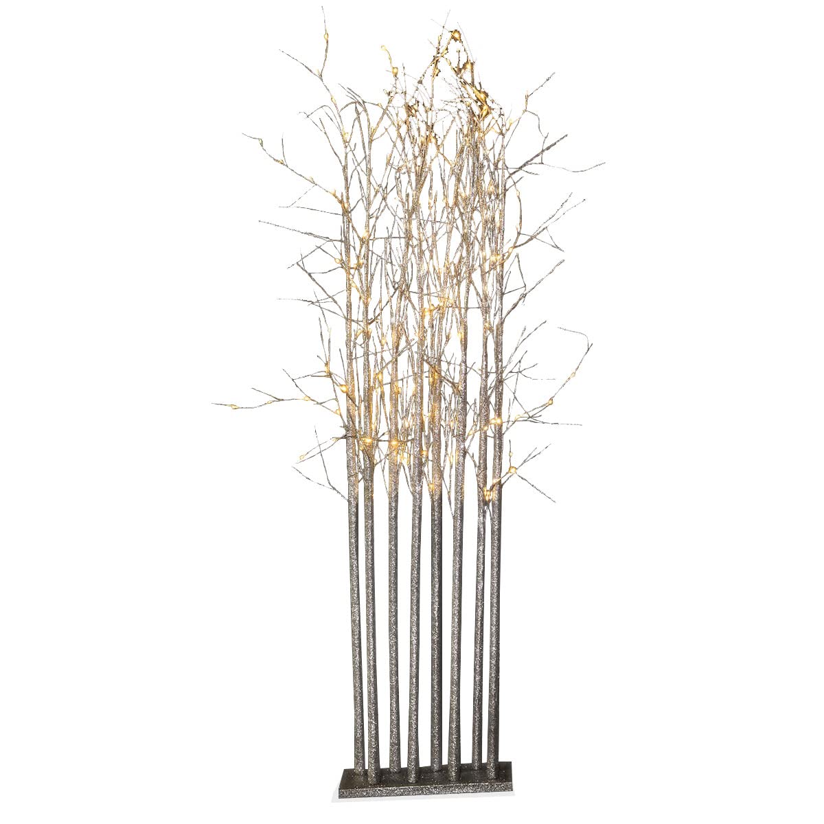 Large Lighted Silver Glitter Tree Cluster - Artificial Christmas Trees for Wedding Decorations, Holiday Party Centerpieces & Home Décor