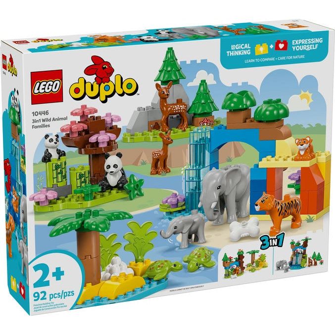 LEGO DUPLO 3-in-1 Wild Animal Families Building Blocks Set (10446) - Creative Play for Toddlers, Jungle Safari Educational Toys for Kids Ages 2-5 Years - Perfect for Preschool Learning & Family Bonding Time