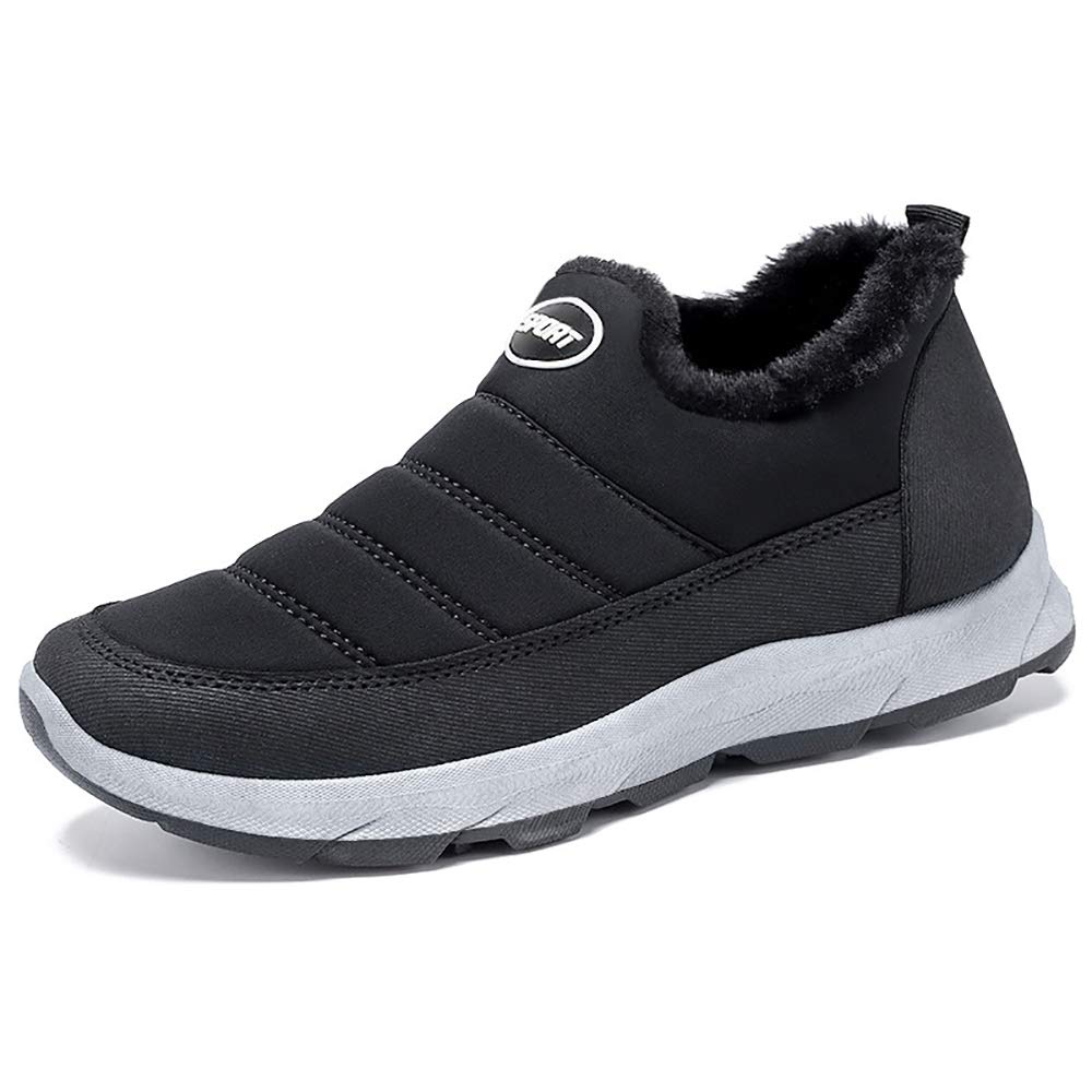 JITUUE Men's Cashmere Lined Winter Boots - Comfortable Warm Slip-On Snow Boots for Middle-Aged & Elderly - Perfect for Casual Wear, Outdoor Walking & Cold Weather