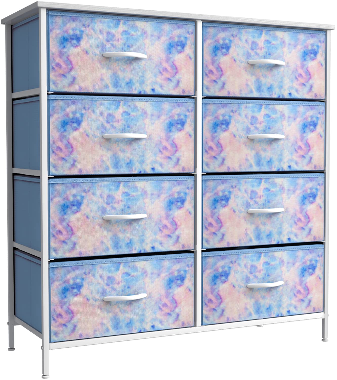 Sorbus 8-Drawer Dresser Storage Organizer - Steel Frame with Wood Top & Easy Pull Fabric Bins for Bedroom, Hallway, Closet or Office - Perfect for Clothes, Toys, Linens & Home Organization (Blue)