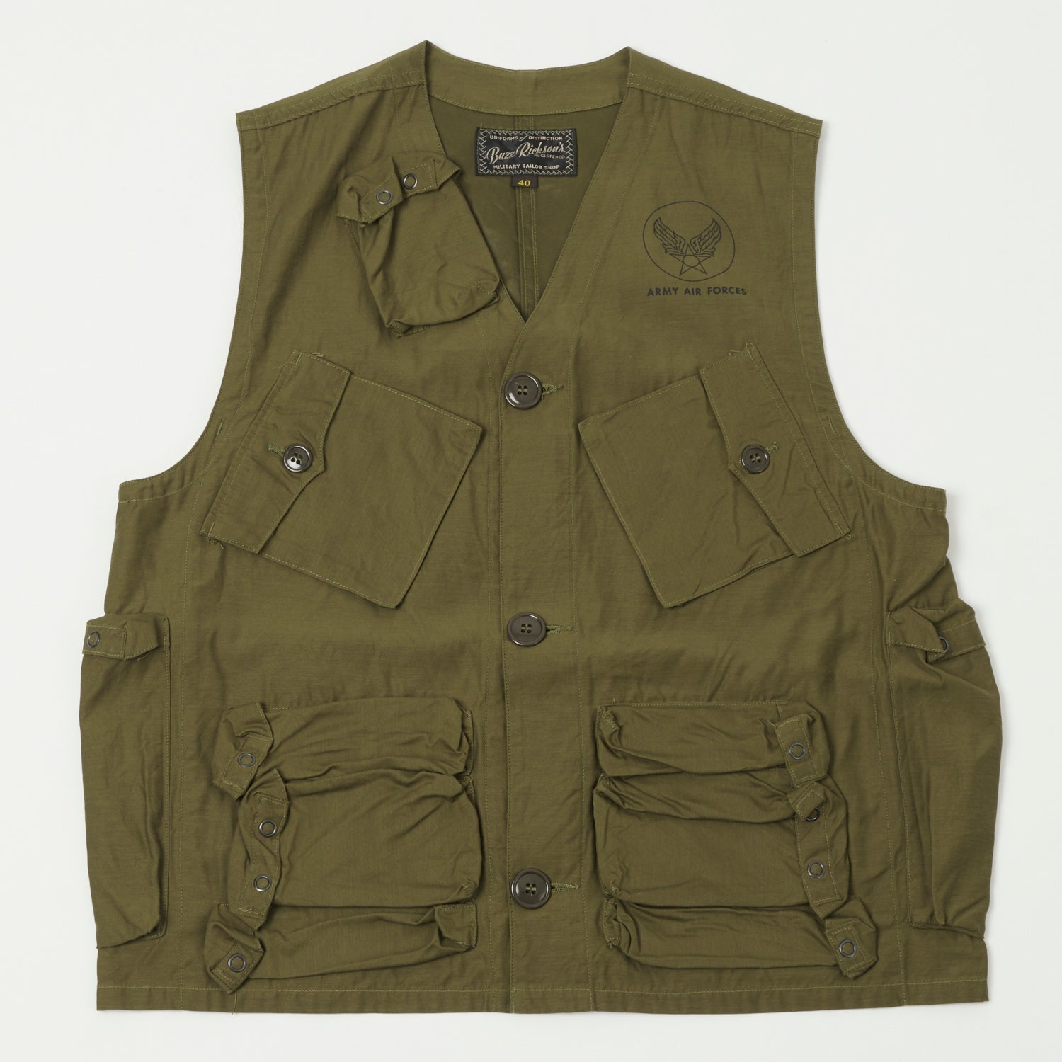 Buzz Rickson's Type C-1 Civilian Vest in Olive - Stylish & Durable for Outdoor Adventures & Casual Wear