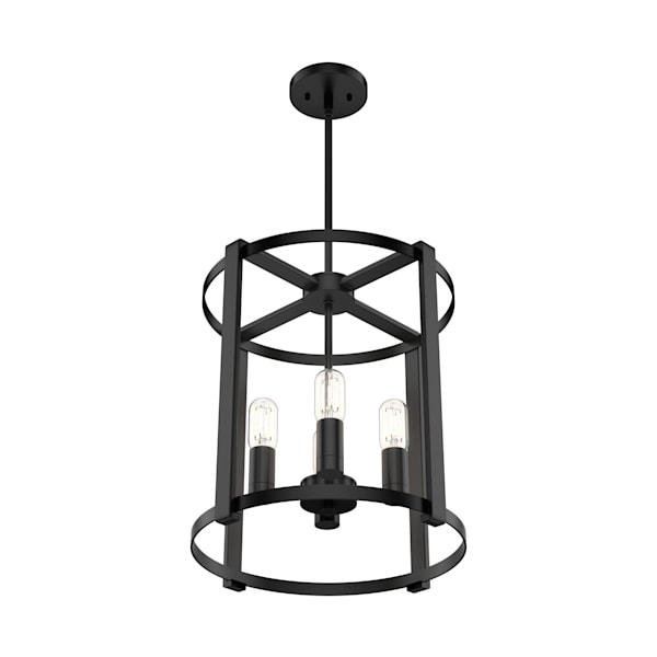 Hunter Astwood 4-Light Matte Black Chandelier - Modern Farmhouse Ceiling Light Fixture for Dining Room, Bedroom or Entryway