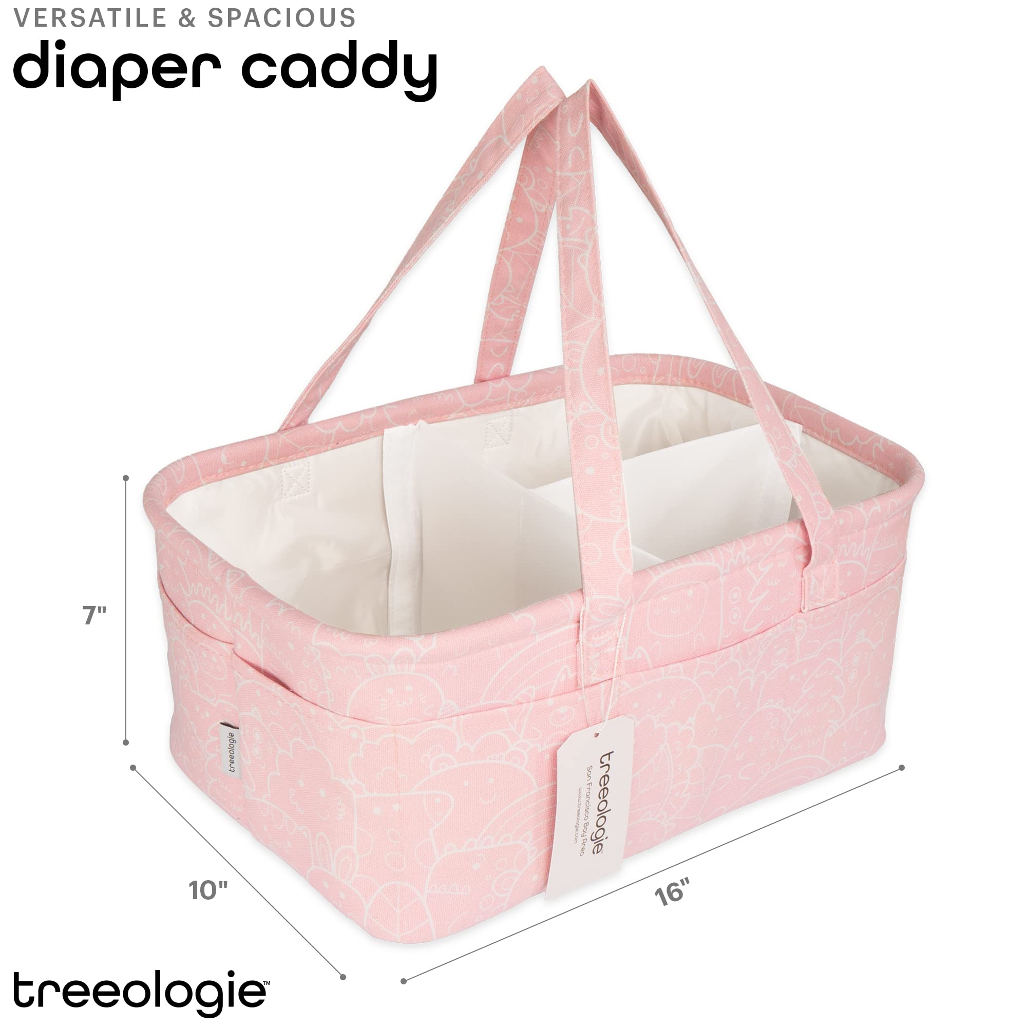 Baby Diaper Caddy Organizer - Portable Nursery Changing Table Storage Basket & Car Tote for Diapers, Wipes, and Baby Essentials - Perfect Newborn Shower Gift for Boys & Girls - Travel Bin for Home & On-the-Go (Pink) - Ideal for Nursery Organization, Car Trips, and Baby Registry Must-Haves