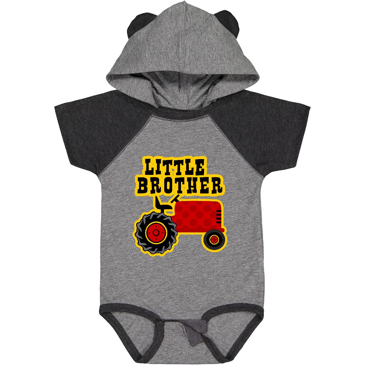Inktastic Red Tractor Little Brother Baby Bodysuit - Cute Farm-Themed Cotton Onesie for Newborns & Infants - Perfect for Family Photos, Farm Visits & Playtime