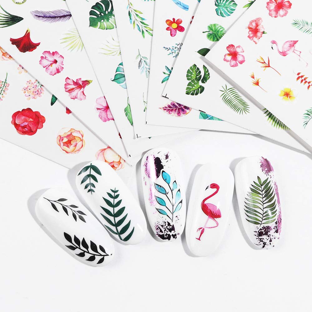 29 Sheet Water Transfer Nail Art Stickers - Butterfly, Leaf, Flamingo, Flower & Feather Designs for Women, Girls & Kids | DIY Manicure & Salon Nail Decoration | Perfect for Parties, Weddings & Everyday Wear