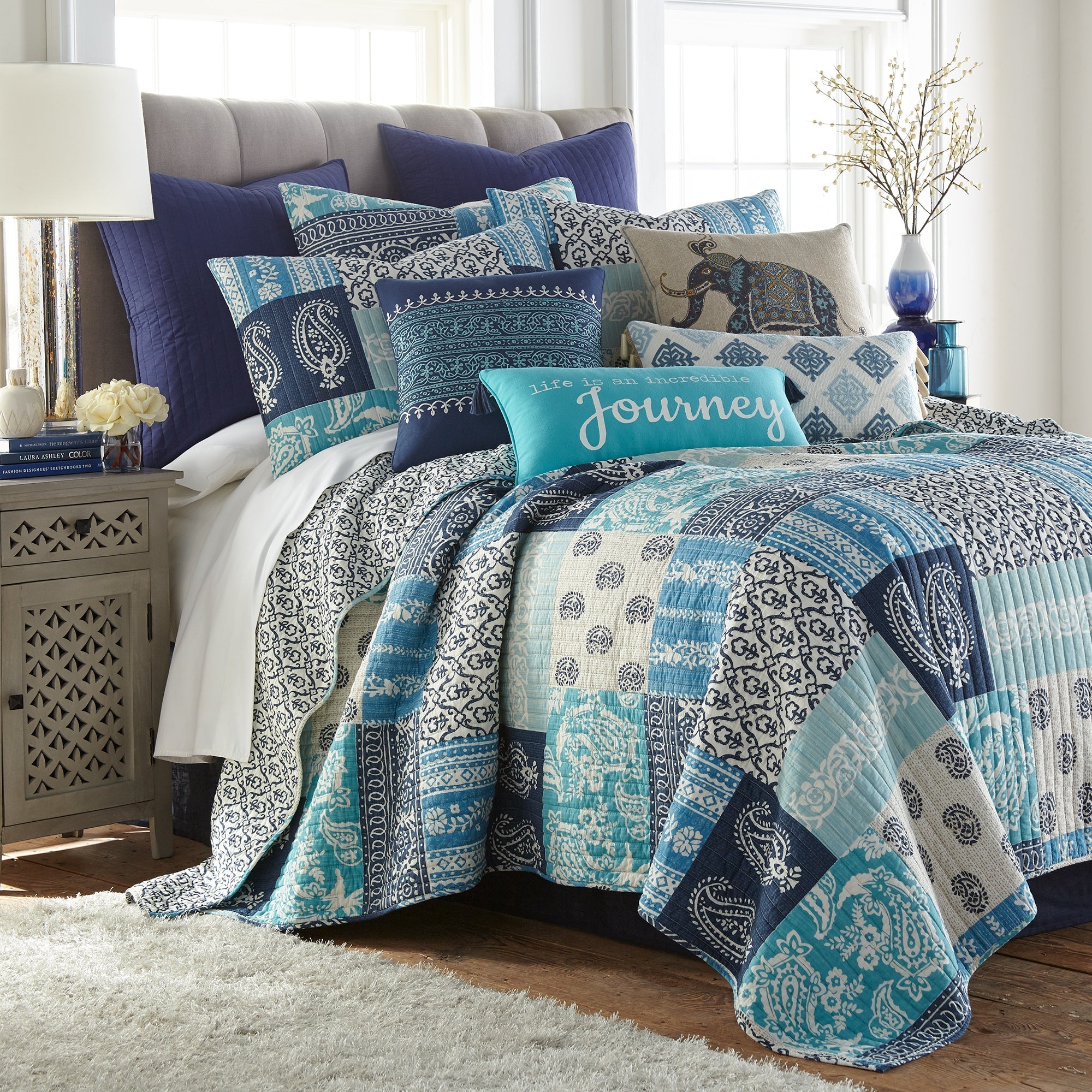 Chandra Teal Journey Tassel Pillow - Bohemian Decorative Throw Pillow Cover for Living Room, Bedroom & Outdoor Use