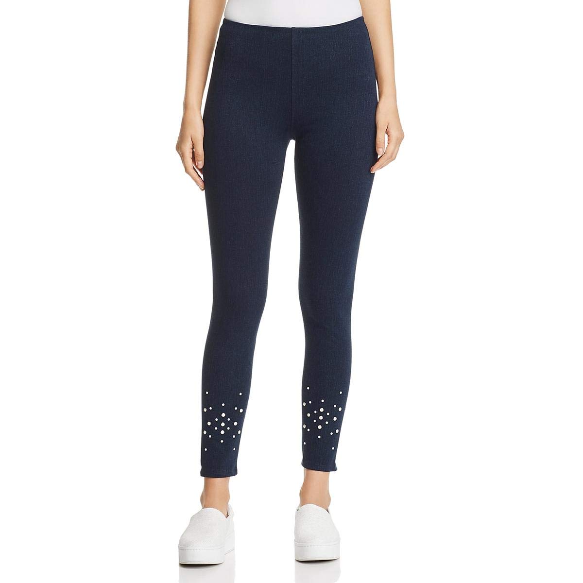 Lysse Women's Pearl Embellished Denim Jeggings - High Waisted Stretchy Leggings for Yoga, Workout & Casual Wear