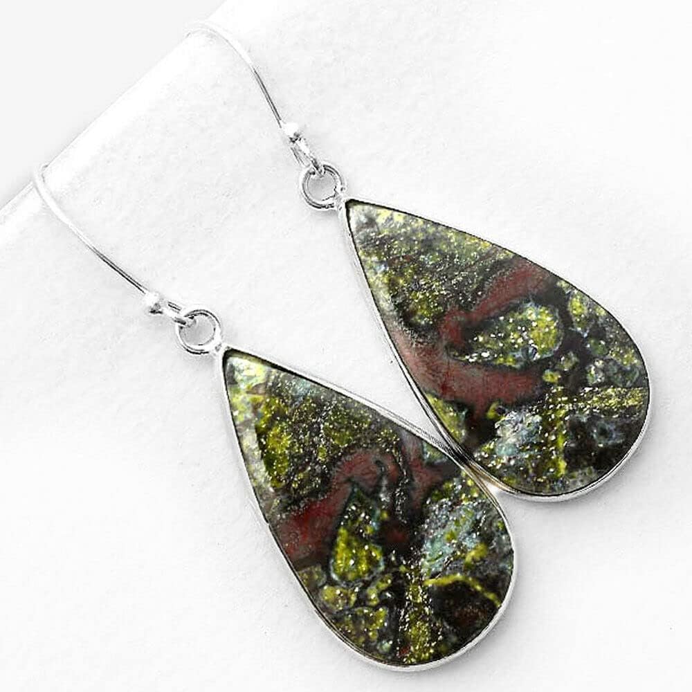 Dragon Blood Stone 925 Sterling Silver Earrings - Handmade Dangle Earrings for Women - Natural Gemstone Jewelry with French Hook - Elegant Gift for Birthday, Anniversary & Special Occasions