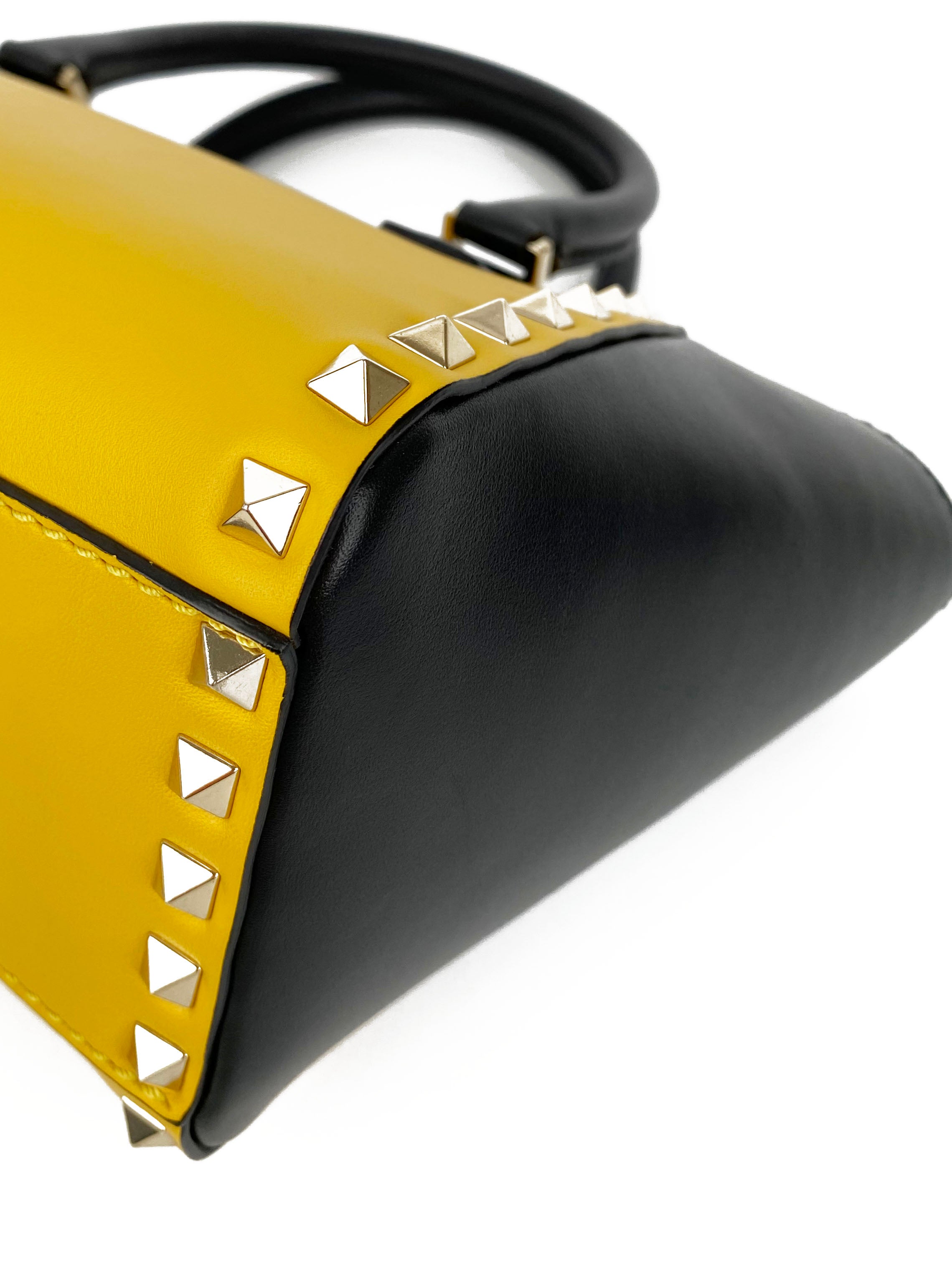 Valentino Black & Yellow Rockstud Handbag for Women | Luxury Designer Shoulder Bag | Perfect for Evening Parties, Date Nights & Special Occasions