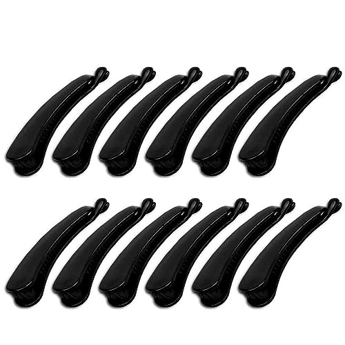 Trendy Bigwheels Glossy Hair Claw Clips - 12 Pack Black Strong Hold Banana Clips for Women & Girls - Perfect for Everyday Use, Ponytails, Buns and Hairstyles