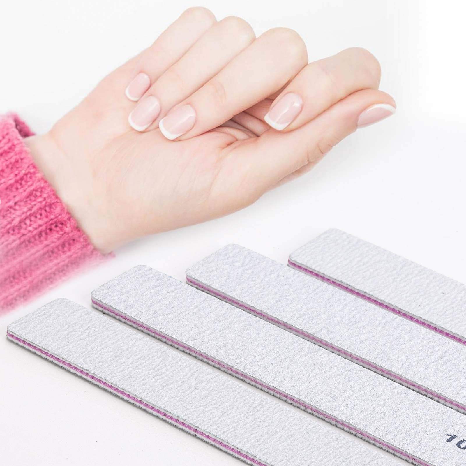 100 Pack Professional Nail Files - 100/180 Grit Double Sided Emery Boards for Acrylic Nails, Manicure & Pedicure - Perfect for Home Salons, Nail Artists & DIY Nail Care