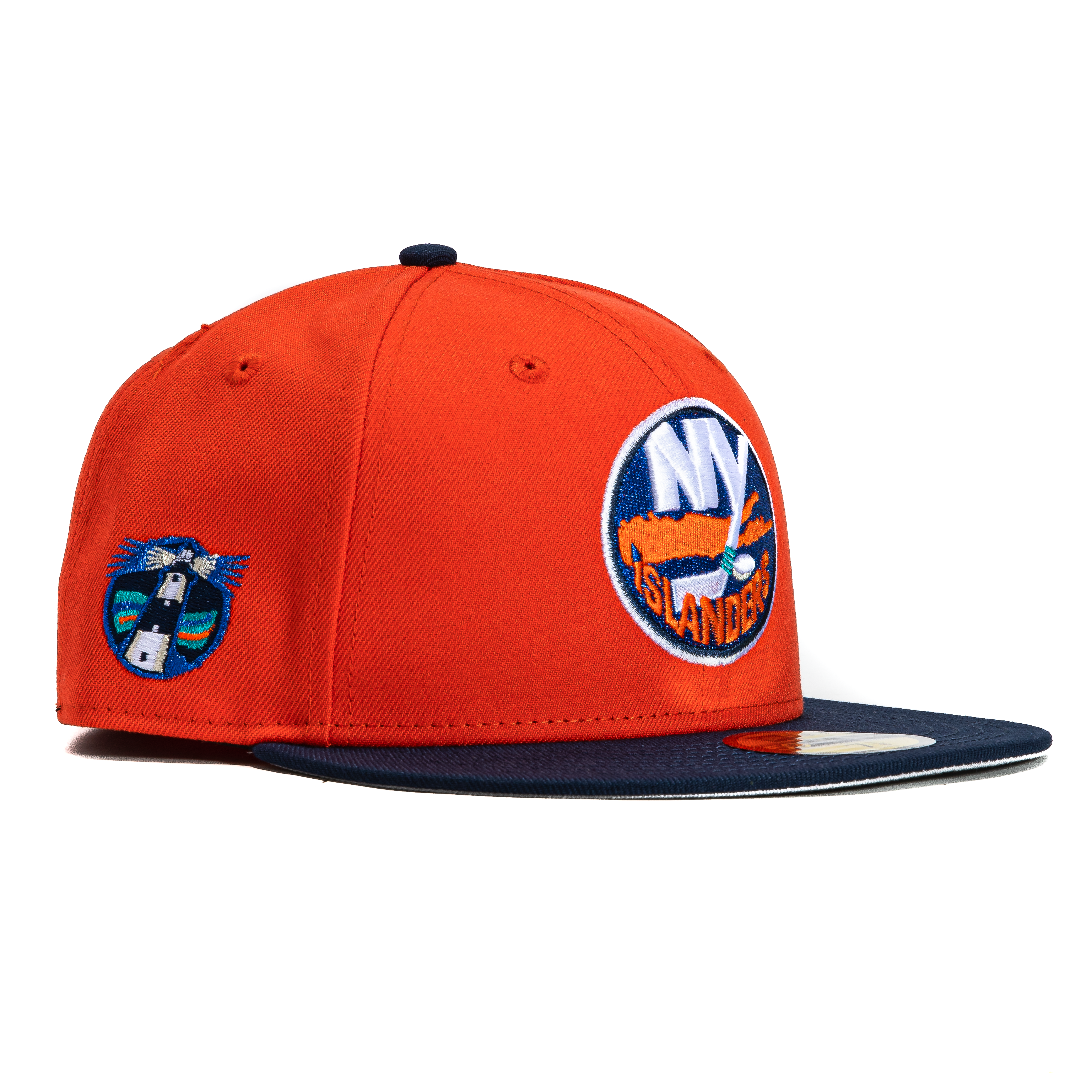New Era 59Fifty New York Islanders Logo Patch Snapback Hat - Orange & Navy Blue Adjustable Baseball Cap for Men & Women - Perfect for Sports Games, Fan Gear & Streetwear Fashion
