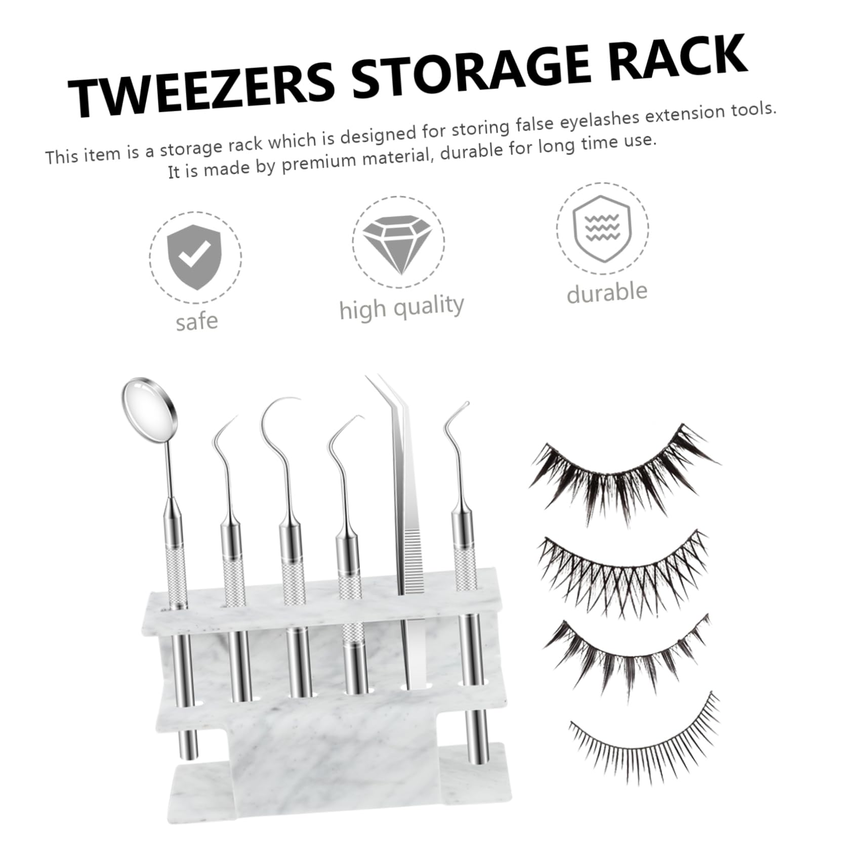 Professional Marble Finish Tweezers Holder & Display Stand for Eyelash Extension Tools - Perfect for Salon, Spa, and Home Beauty Stations