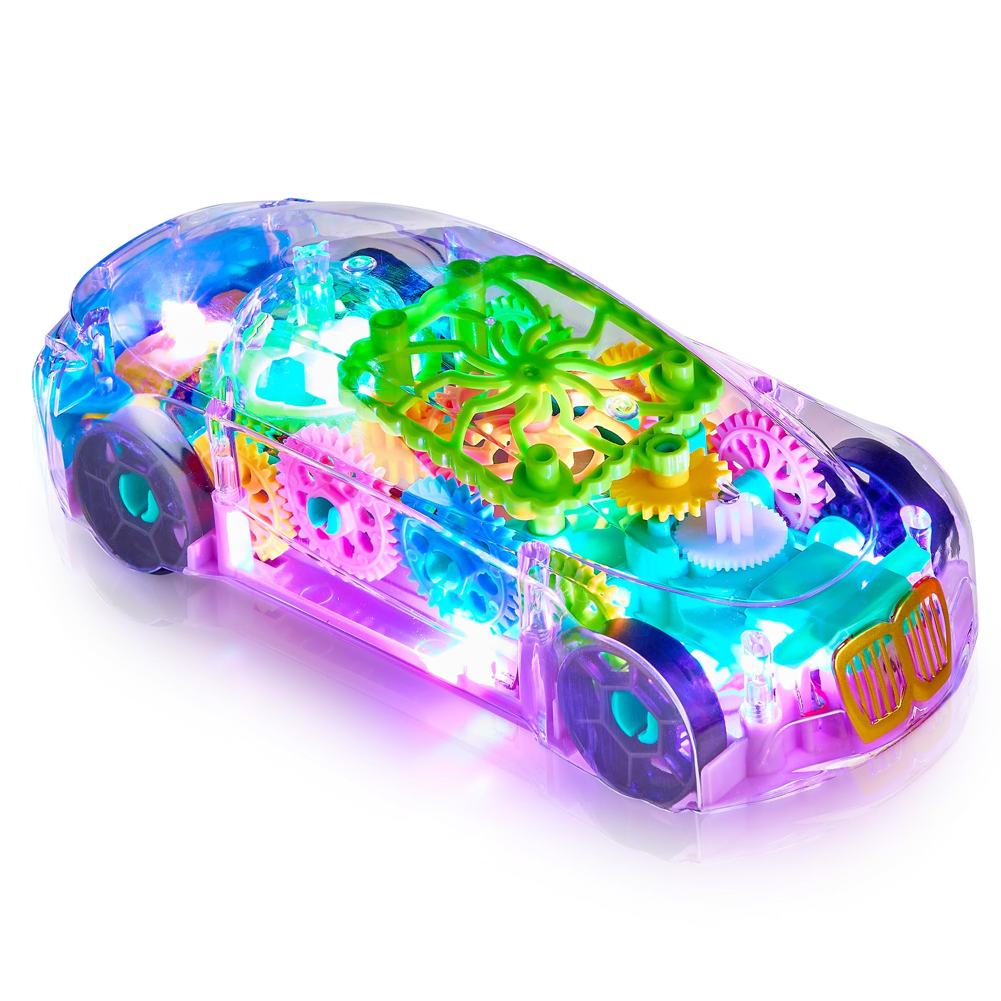 Glow & Go Transparent Light-Up Car Toy - Sensory Toy for Autistic Kids Ages 3-7 | Bump & Go Action with Music & LED Effects | Special Needs Learning Toy for Autism Therapy & Playtime Fun