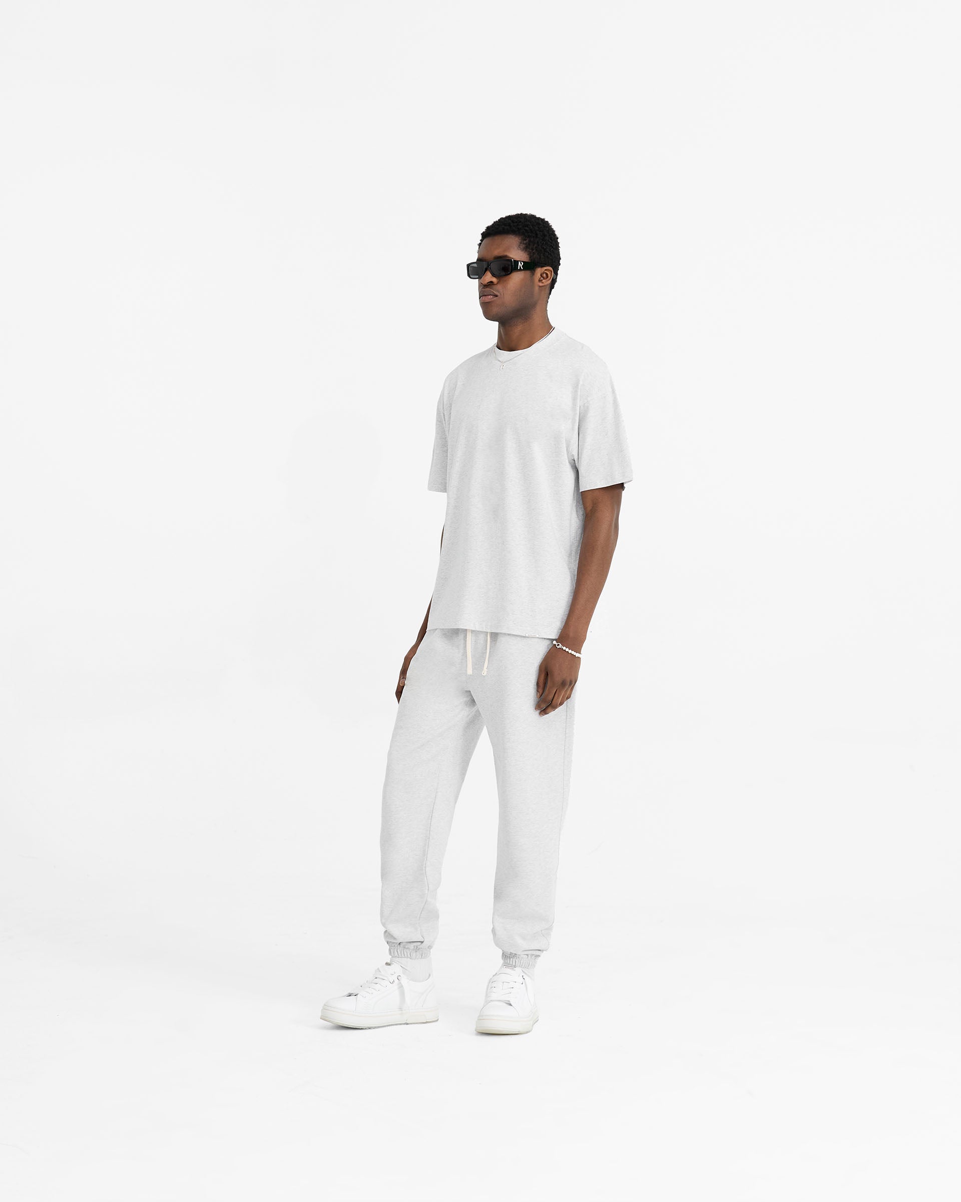 Initial Oversized T-Shirt in Ice Grey Marl - Soft & Comfortable Cotton Tee for Casual Wear & Street Style