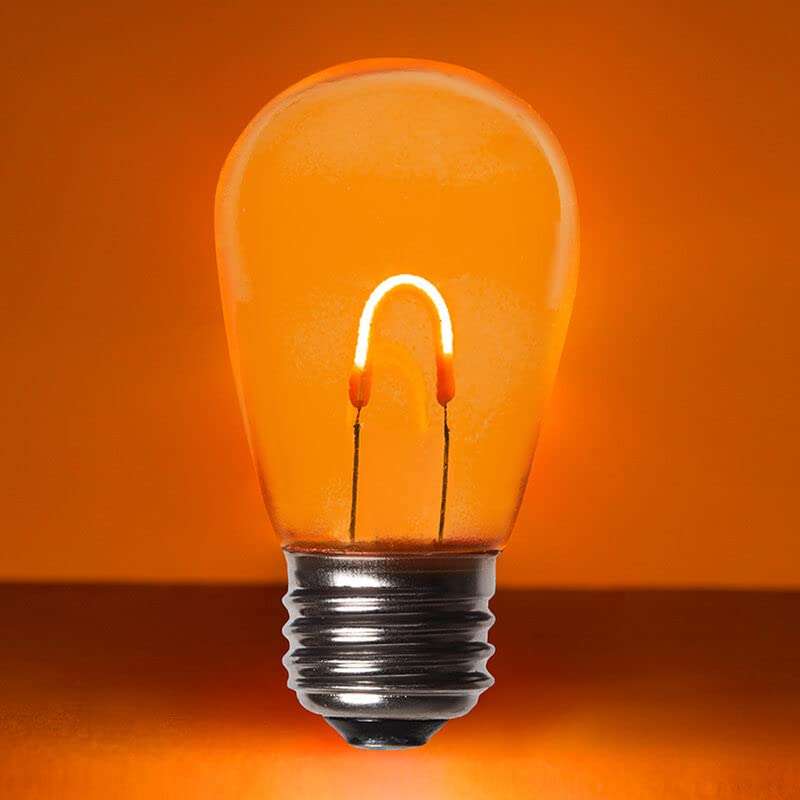 Wintergreen Lighting FlexFilament S14 LED Edison Bulbs - Shatterproof Polyflex PET Orange Bistro & Backyard String Lights for Patio, Garden, and Outdoor Decor