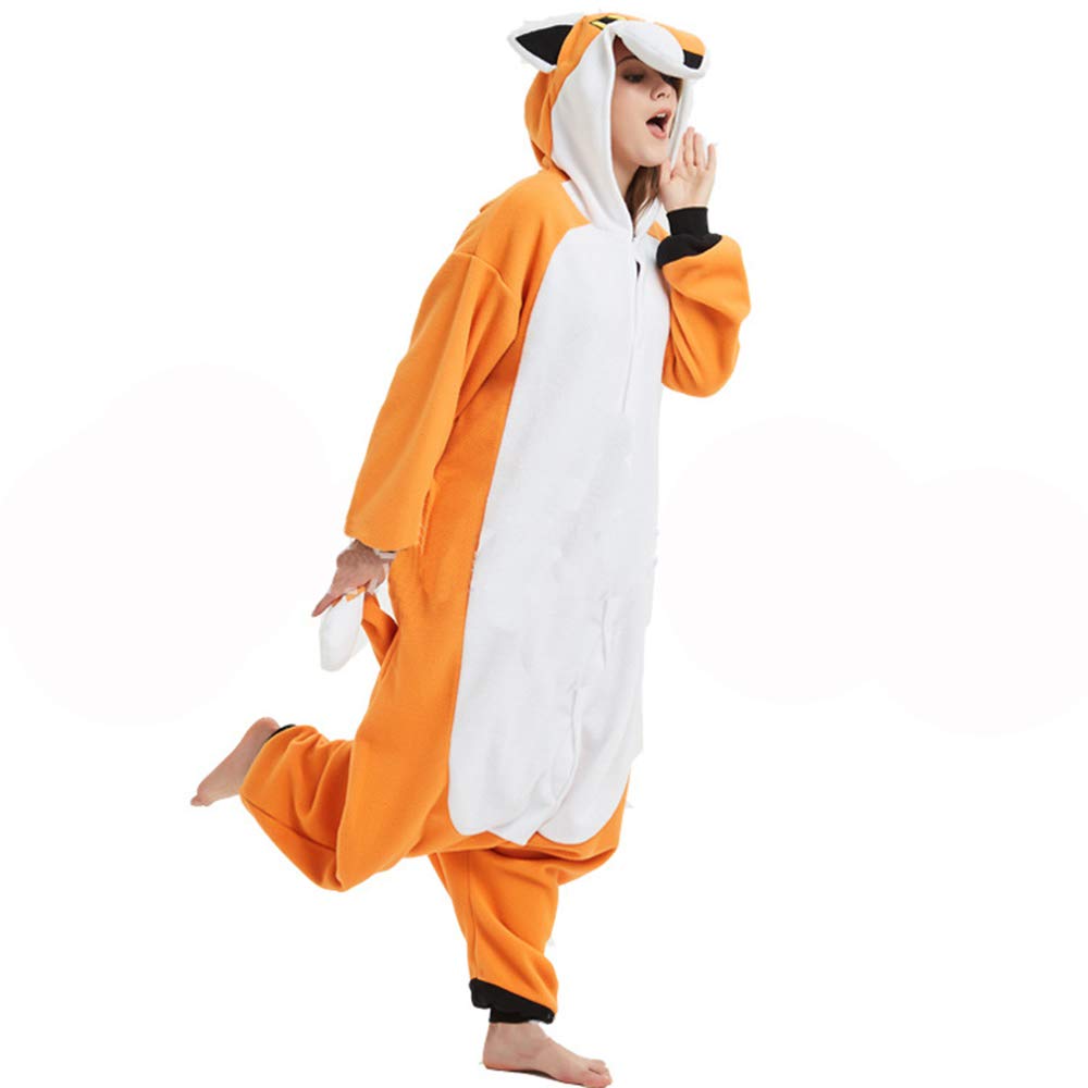 Unisex Adult Fox Pajamas Costume - Animal Cosplay Jumpsuit for Halloween, Christmas Parties & Loungewear