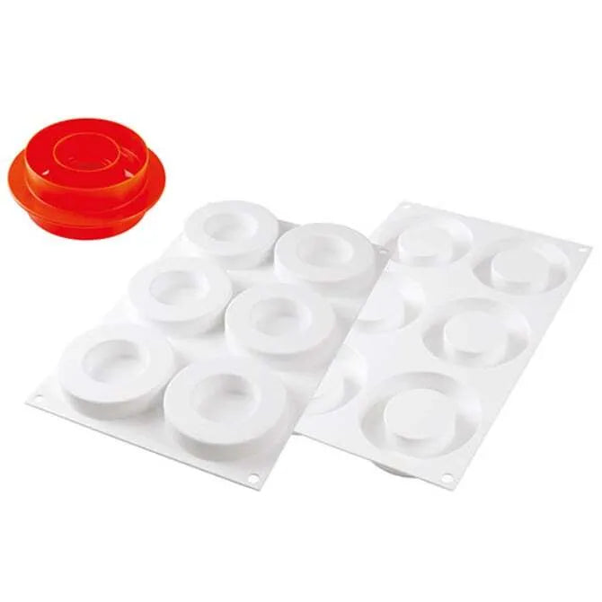 6-Pack White Non-Stick Silicone Rings (2.56 Inch) - Multi-Shape Baking Molds for Cupcakes, Desserts & DIY Crafts