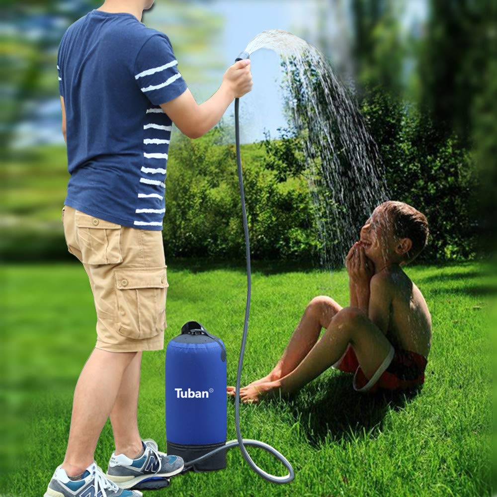 Portable Solar Shower Bag for Camping - 5 Gallon Outdoor Shower with Foot Pump & Adjustable Nozzle - Foldable Bathing Bag for Beach, Swimming, Hiking, Backpacking - Perfect for RV Trips, Beach Days & Outdoor Adventures