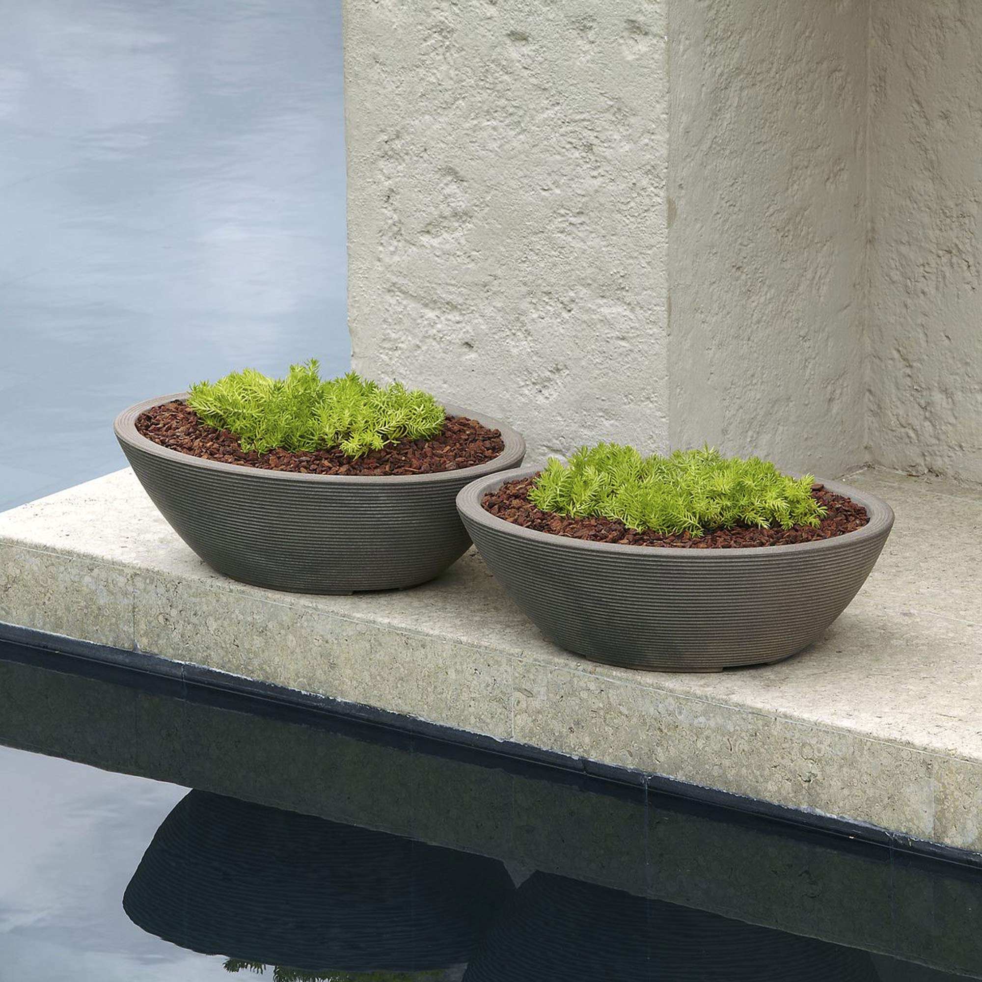 **Delano Oval Bowl 30-Inch Double-Walled Plant Pot – Old Bronze | Crescent Garden | Indoor & Outdoor Decorative Planter for Patio, Garden, or Home Décor**
