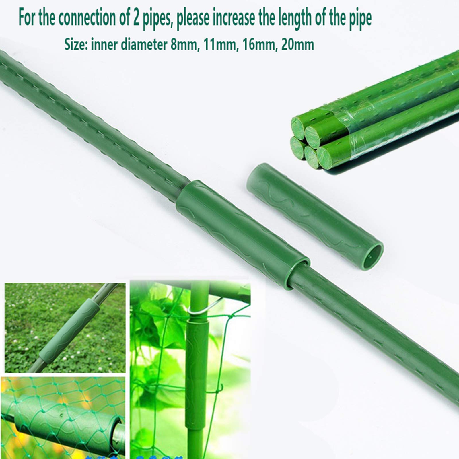 24Pcs Garden Stake Connectors - Straight Plant Support Tubes for Greenhouse, Flower & Vine Stakes - Durable Greenhouse Frame & Rattan Stake Arms Connectors - Perfect for Plant Support, Trellis & Gardening Projects