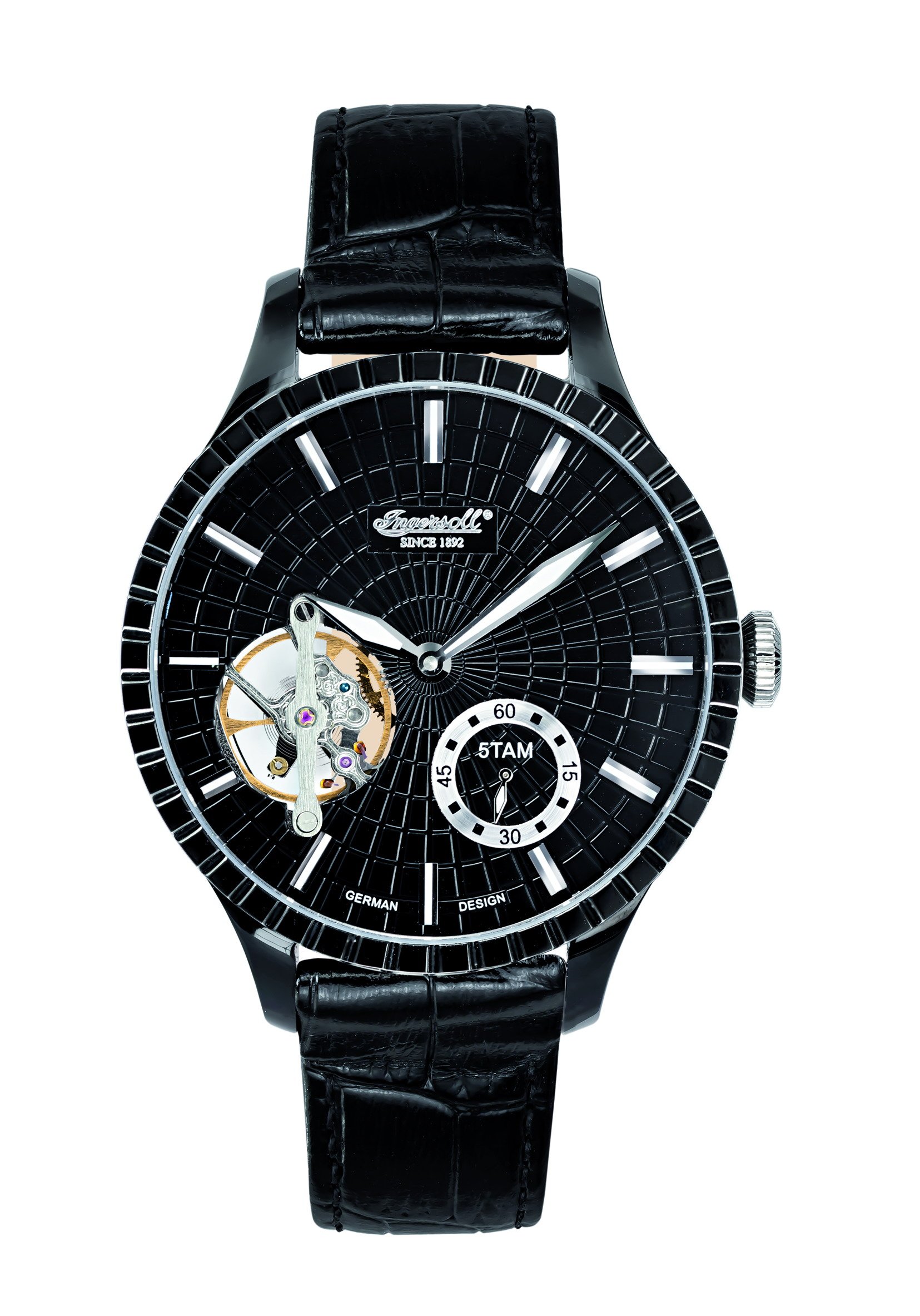 Ingersoll Men's IN7219BBK Minneapolis Automatic Watch - Stainless Steel Case & Leather Strap - Perfect for Business, Casual & Formal Occasions