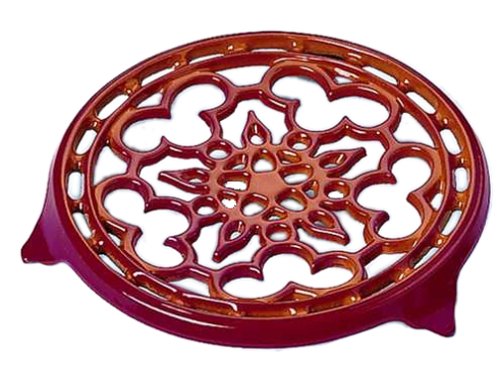 Le Creuset Enameled Cast Iron Deluxe Round Trivet 9-Inch - Cherry Red Heat-Resistant Trivet for Pots, Pans & Hot Dishes - Perfect for Kitchen, Dining Table & Outdoor BBQ Use