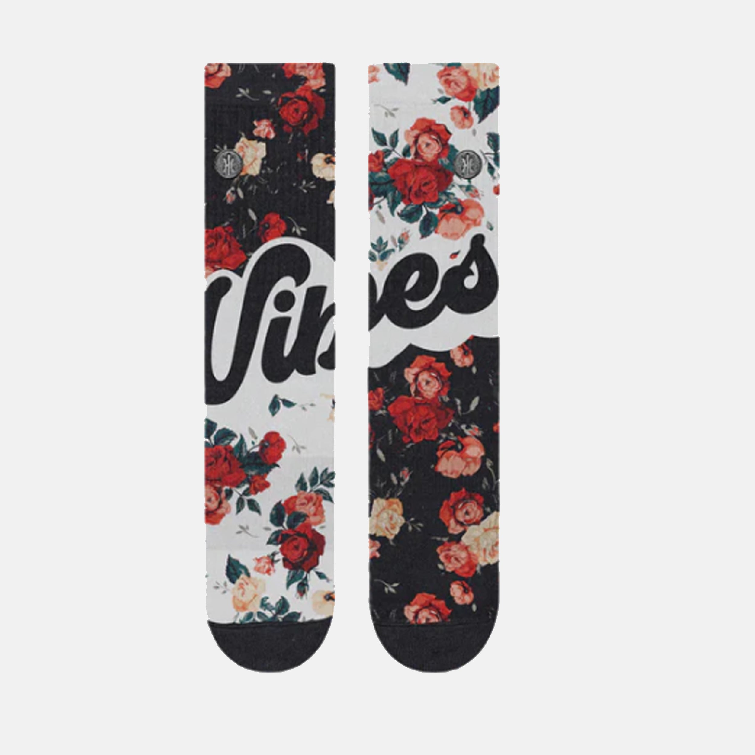 Vibes Rosette HOOPR Socks for Women - Non-Slip Athletic Socks for Running, Yoga & Workout - Comfortable & Breathable Performance Socks