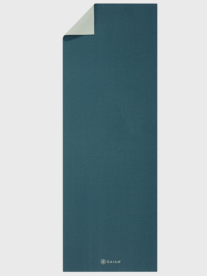 Gaiam Deep Reversible 2-Color Non-Slip Yoga Mat 4mm Thick - Jade/Icicle for Home, Studio & Travel Fitness