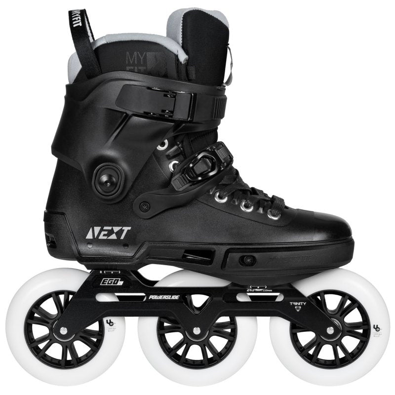 Powerslide Next Pro Black 110mm Inline Skates for Adults - High Performance Speed Skates for Fitness, Racing & Urban Skating