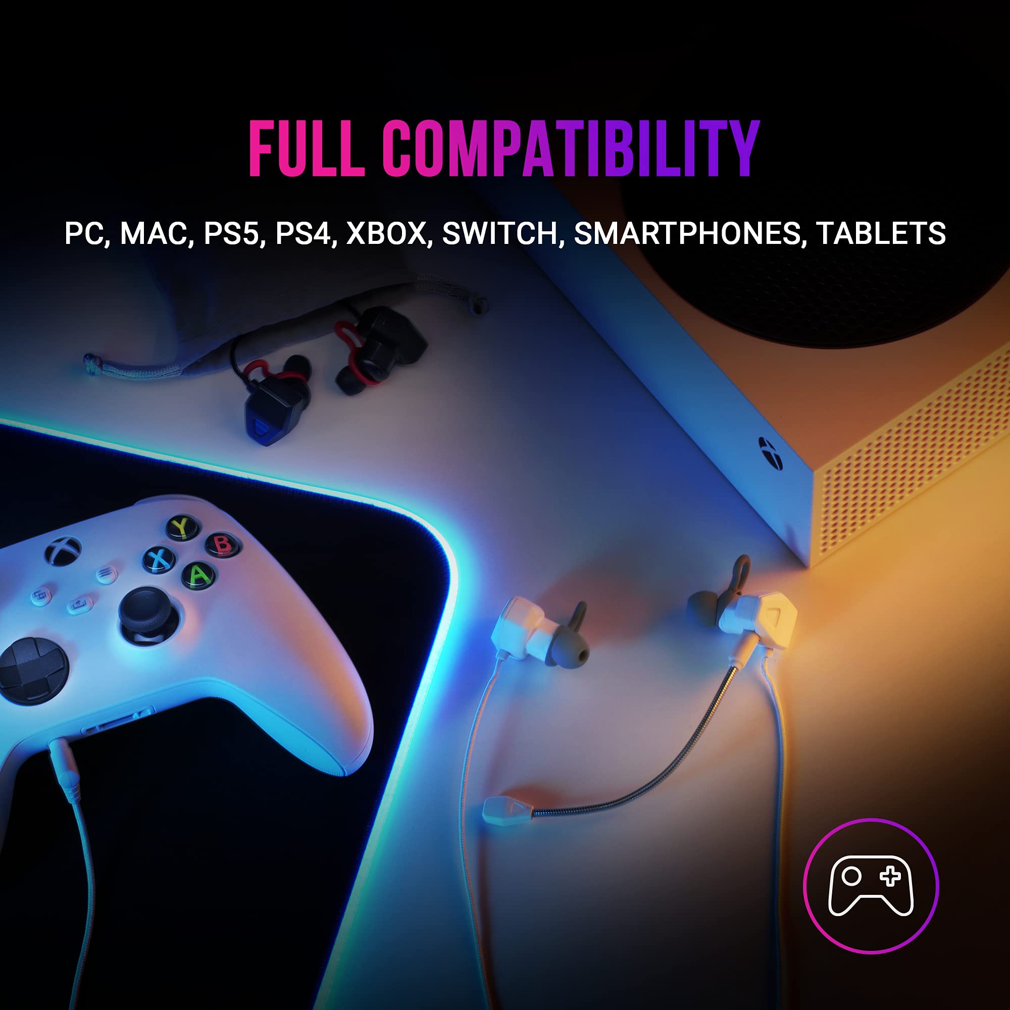 Mars Gaming MIHX Nero In-Ear Gaming Headset with Mic - Compatible with PS4, PS5, Xbox, Switch & PC - Lightweight Design for Long Gaming Sessions - Perfect for FPS, RPG & Online Multiplayer Games
