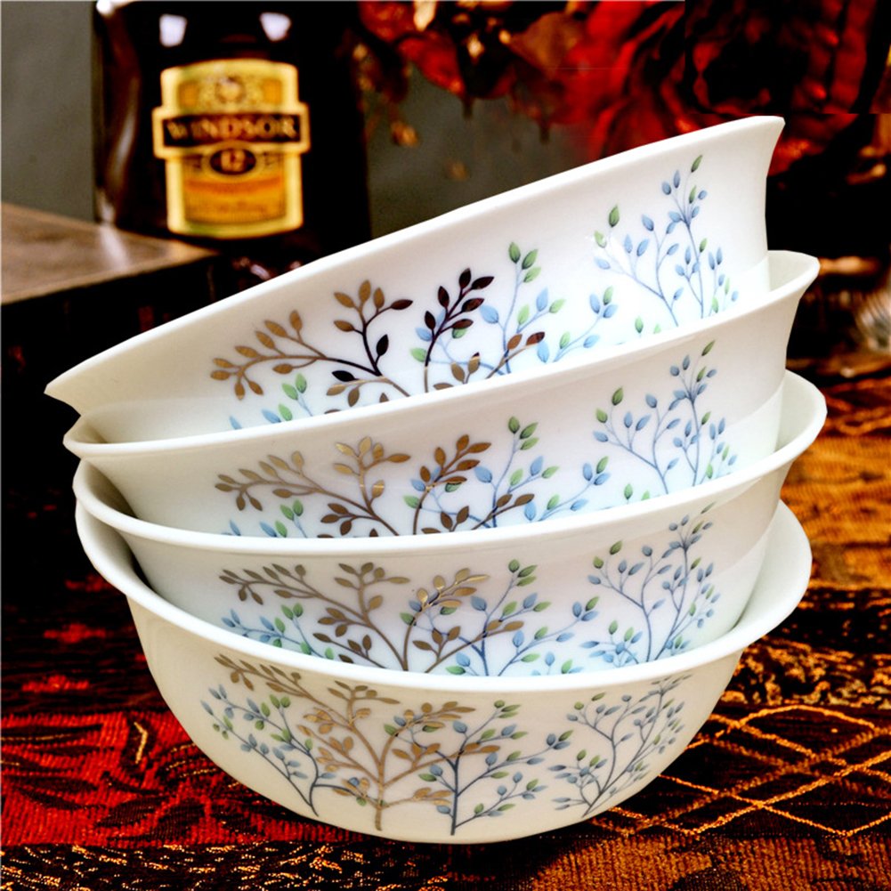 Premium Jingdezhen Porcelain Dinnerware Set - 10-Piece Ceramic Bowls for Rice, Soup, Noodle & Salad (Pattern-08) | Elegant Chinese Chinaware for Home Dining, Restaurant & Gift Giving