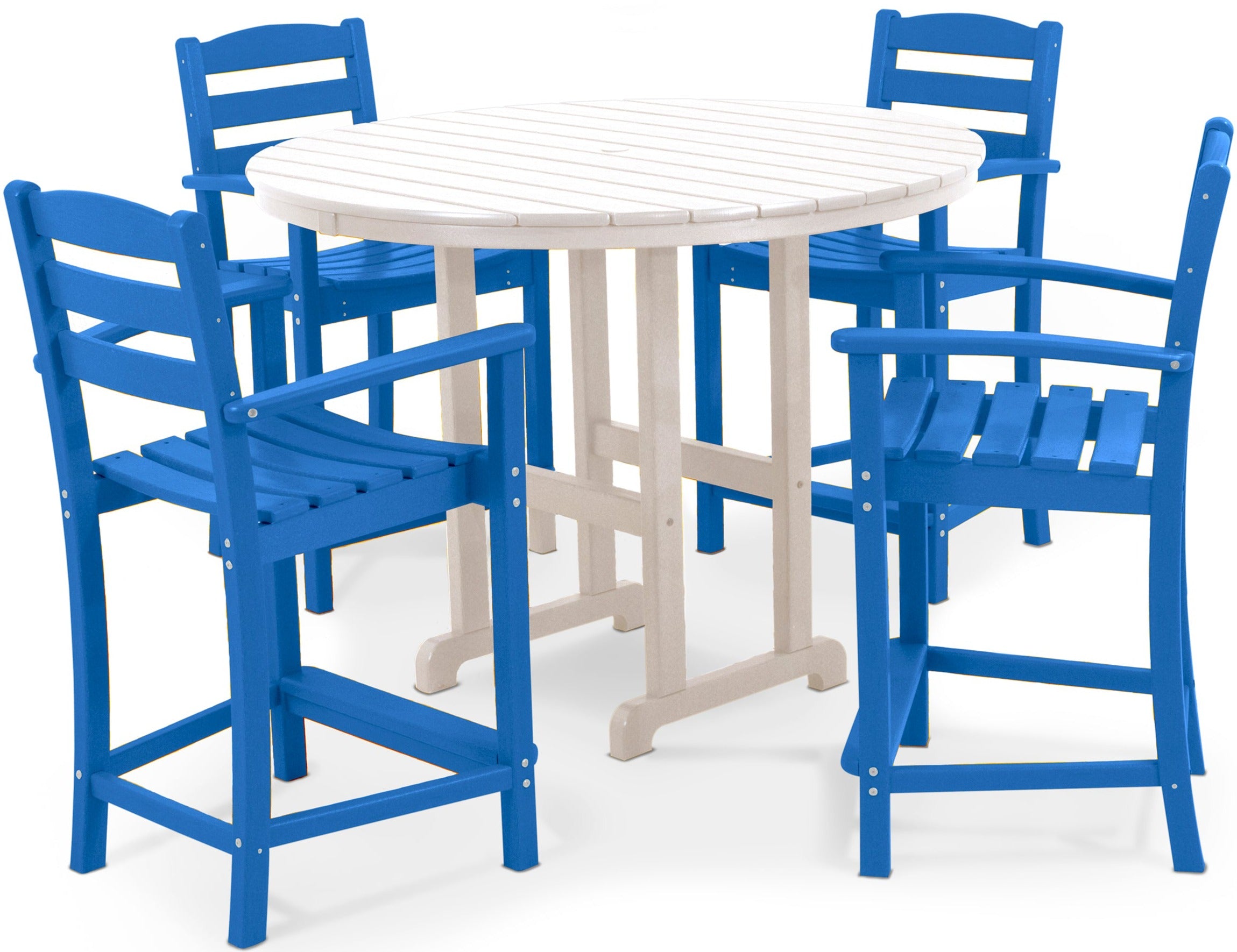 POLYWOOD La Casa Cafe 5-Piece Outdoor Counter Height Dining Set - Patio, Deck, Poolside Bistro Table and Chairs for Backyard, Garden, Restaurant