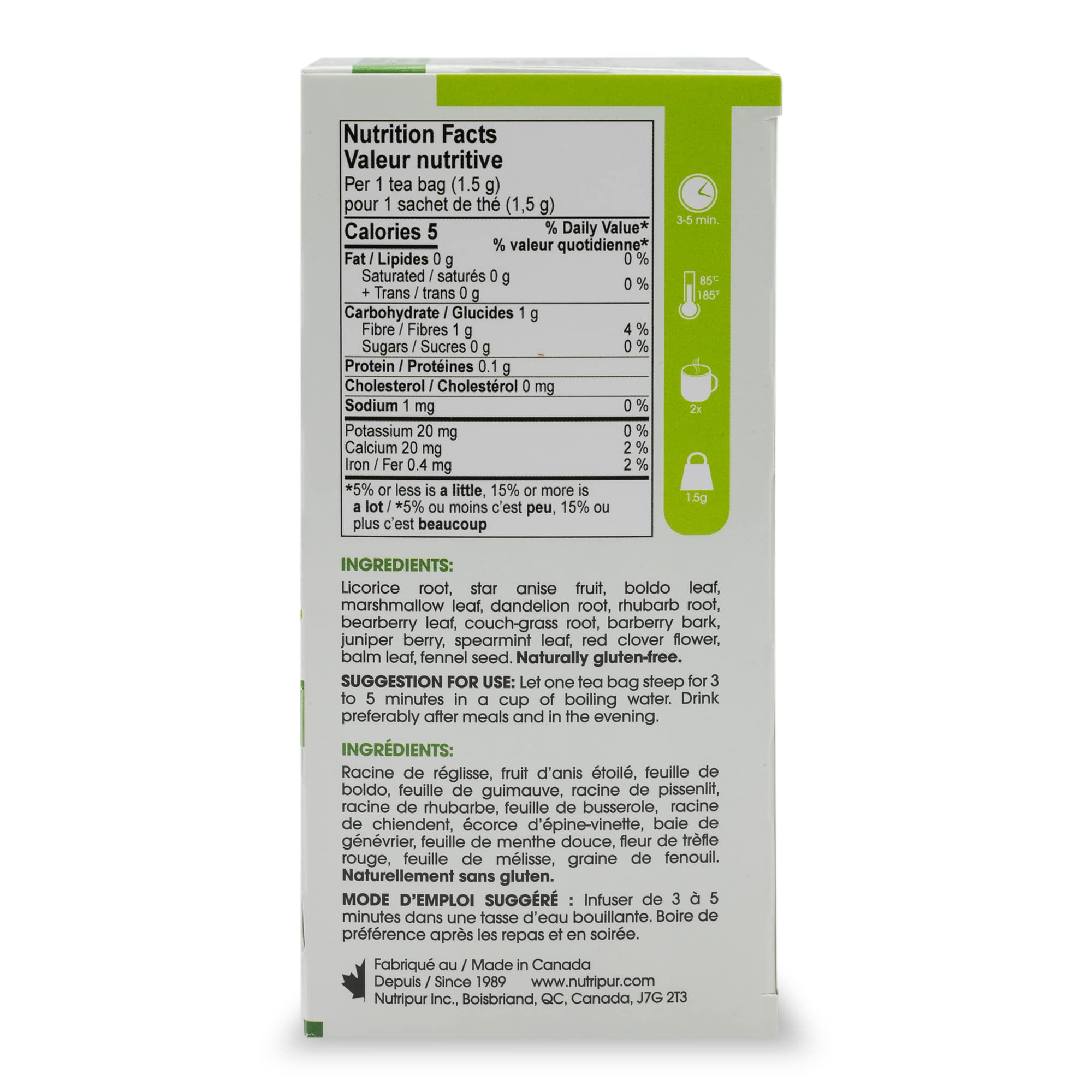 Nutripur Digest-T Herbal Tea for Digestion & Bloating Relief - 20 Tea Bags - Natural Stomach Comfort After Meals & Gut Health Support
