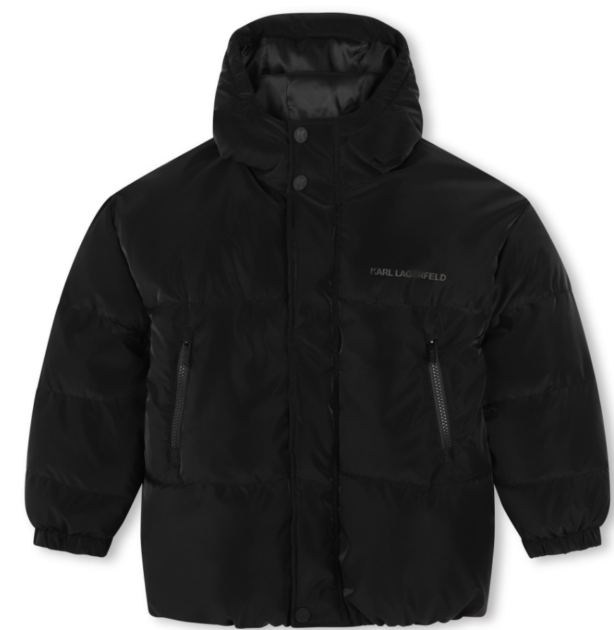 KARL LAGERFELD Women's Hooded Puffer Jacket - Winter Warm Quilted Coat (Size 4-16A) for Outdoor Activities & Casual Wear