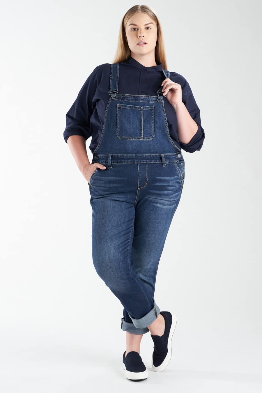 SLINK Women's Plus Size Stretch Denim Overalls - Comfortable & Flattering Fit for Curvy Figures | Perfect for Casual Wear, Work & Outdoor Activities