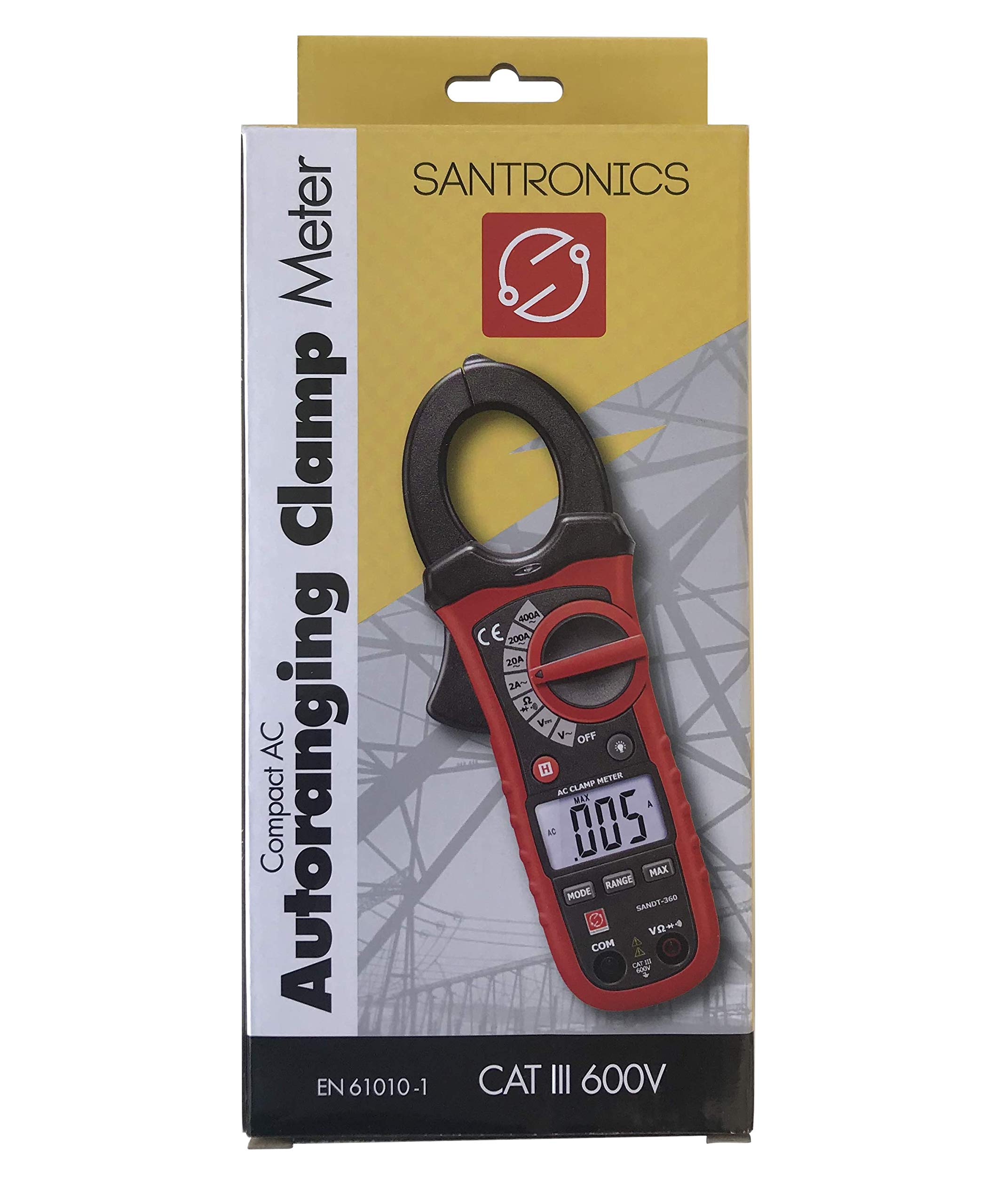 Sandt-360 Compact AC Autoranging Clamp Meter - Digital Multimeter for Electrical Testing, HVAC & Automotive Diagnostics | Perfect for Electricians & DIY Home Repairs